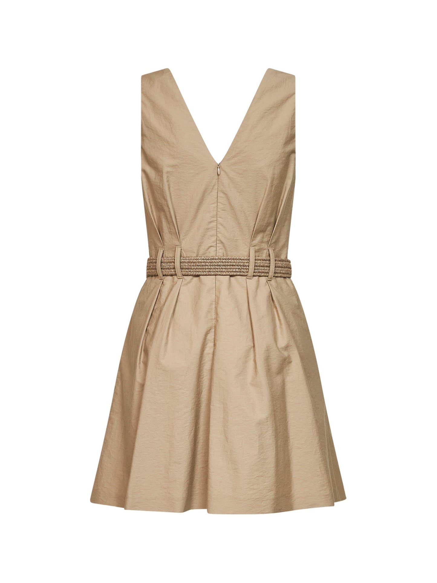 Brunello Cucinelli Women Sahara Texture Twill Mini Dress With Belt And Monili BRUNELLO CUCINELLI