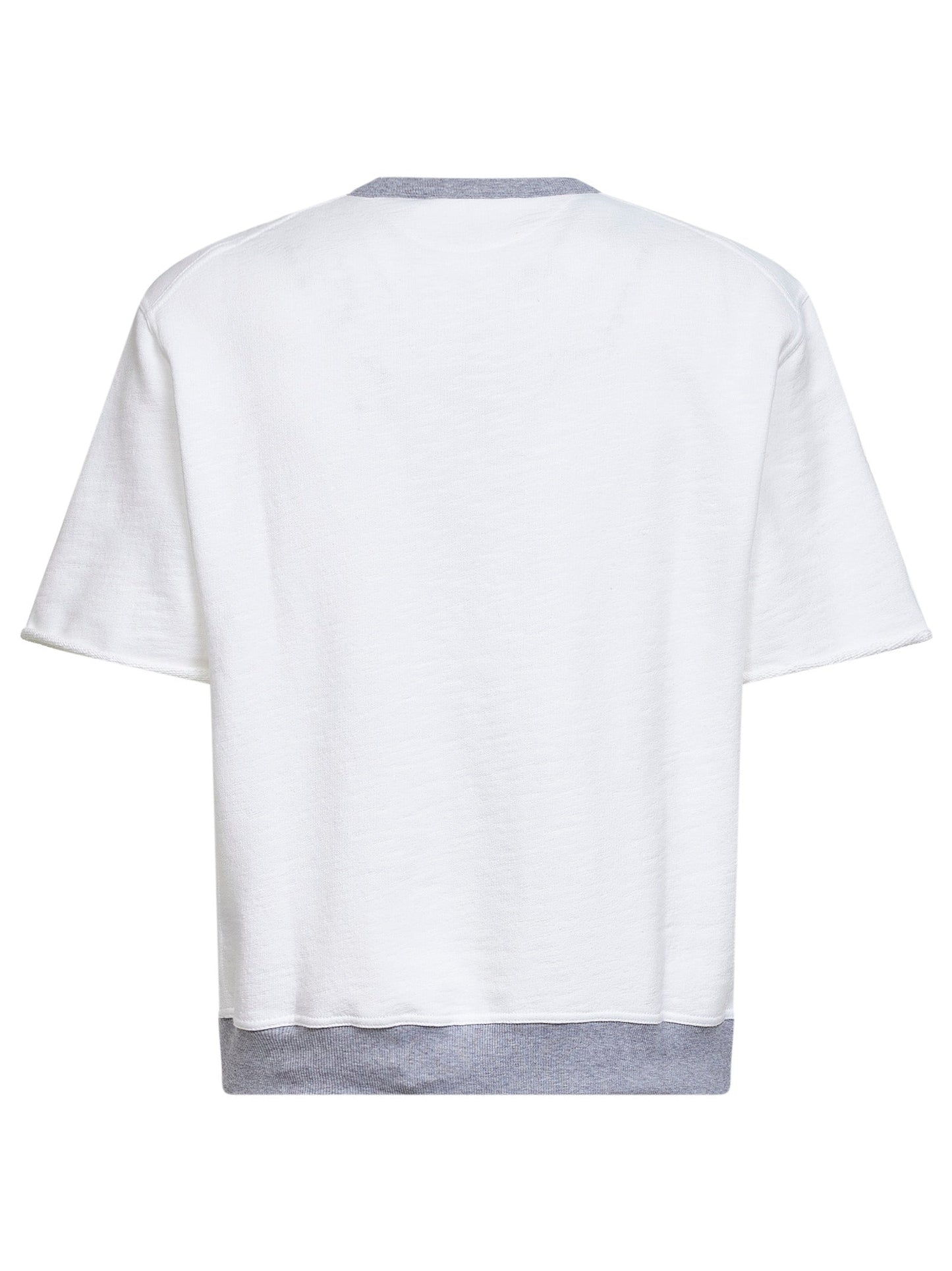 Brunello Cucinelli Men White Cotton And Linen Blend Fleece Printed Sweatshirt BRUNELLO CUCINELLI