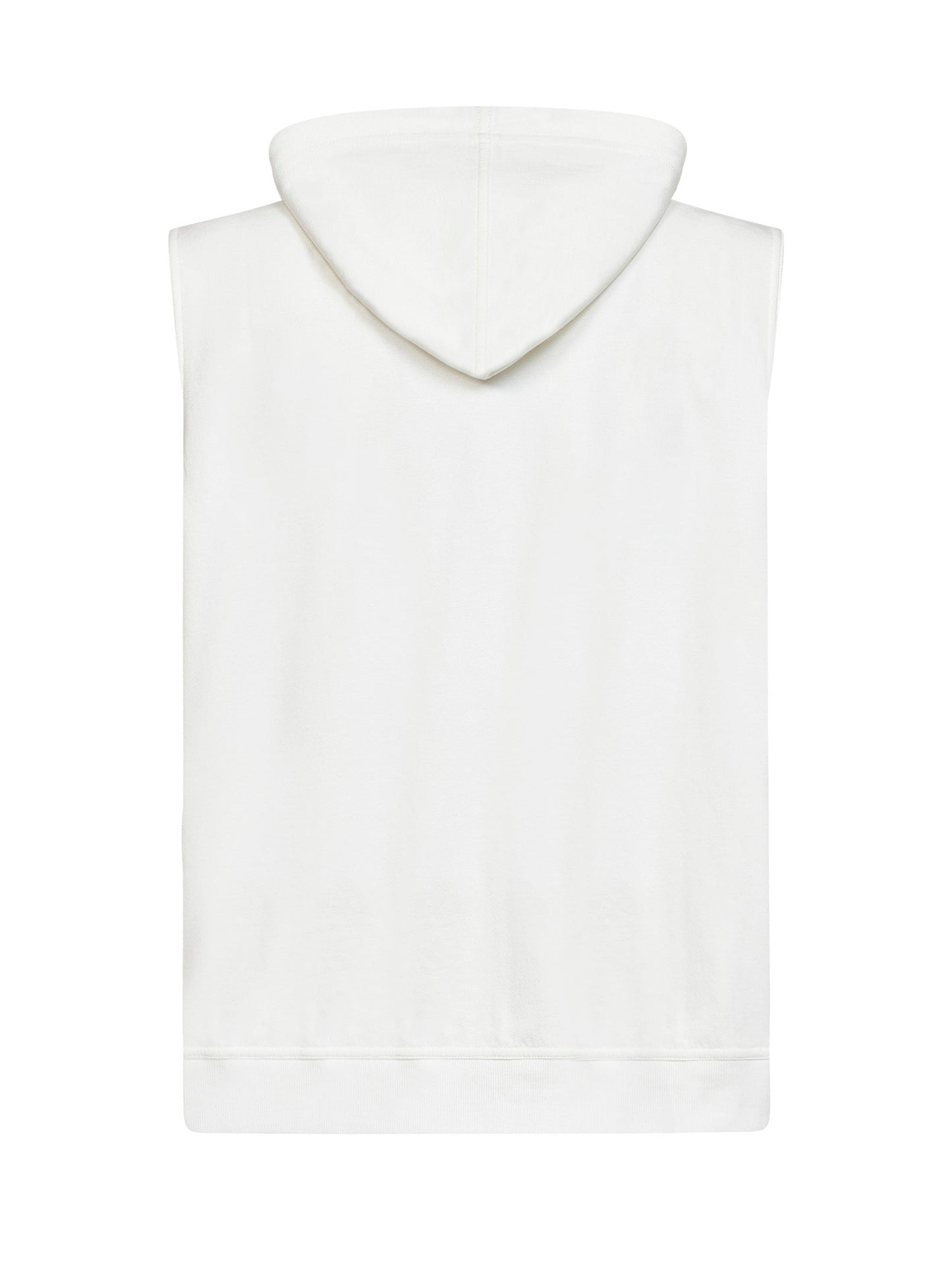 Brunello Cucinelli Men Off-White Techno Fleece Zip-Up Hooded Vest BRUNELLO CUCINELLI