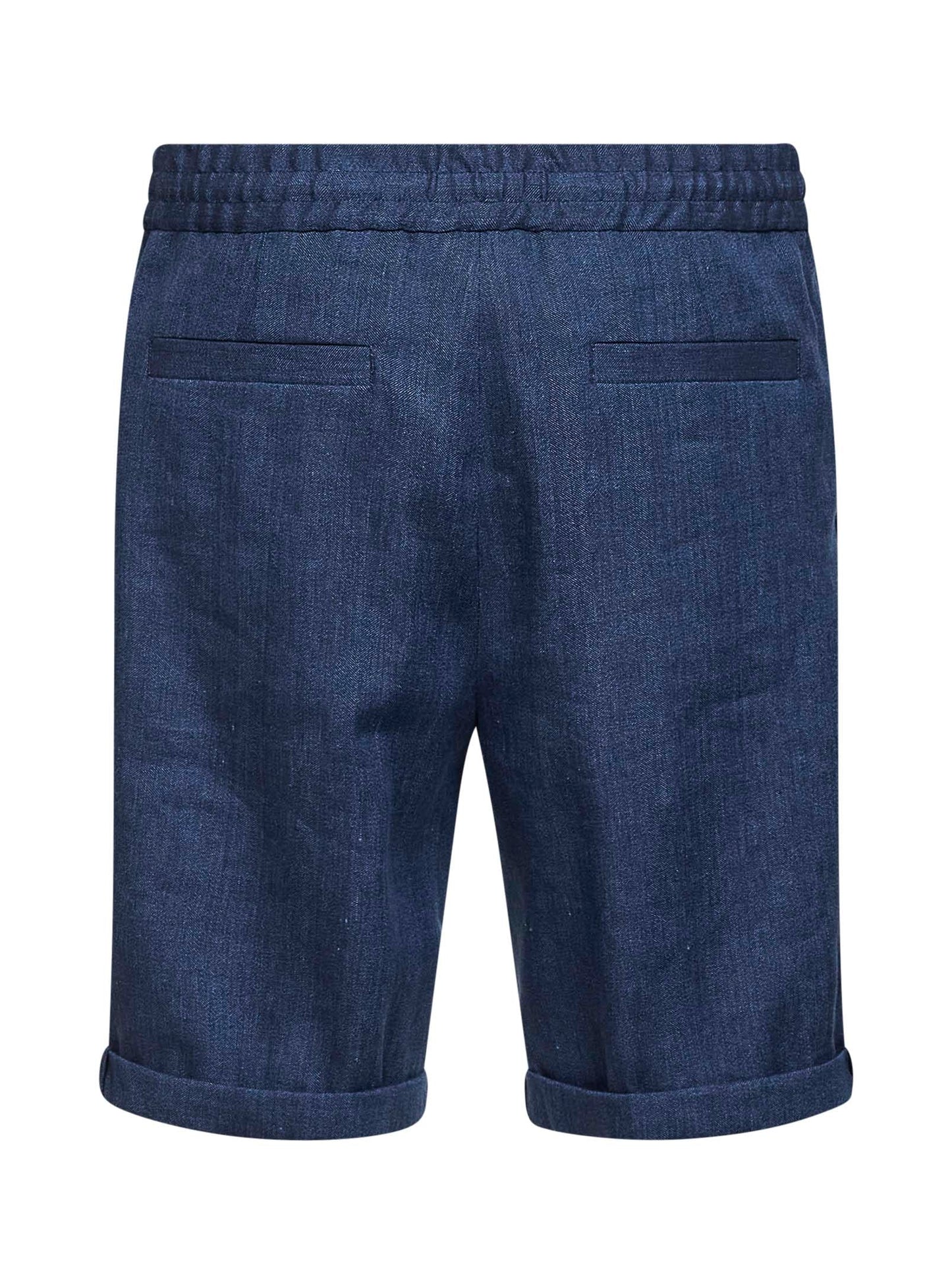 Brunello Cucinelli Men Blue Linen And Virgin Wool Chevron Bermuda Shorts BRUNELLO CUCINELLI
