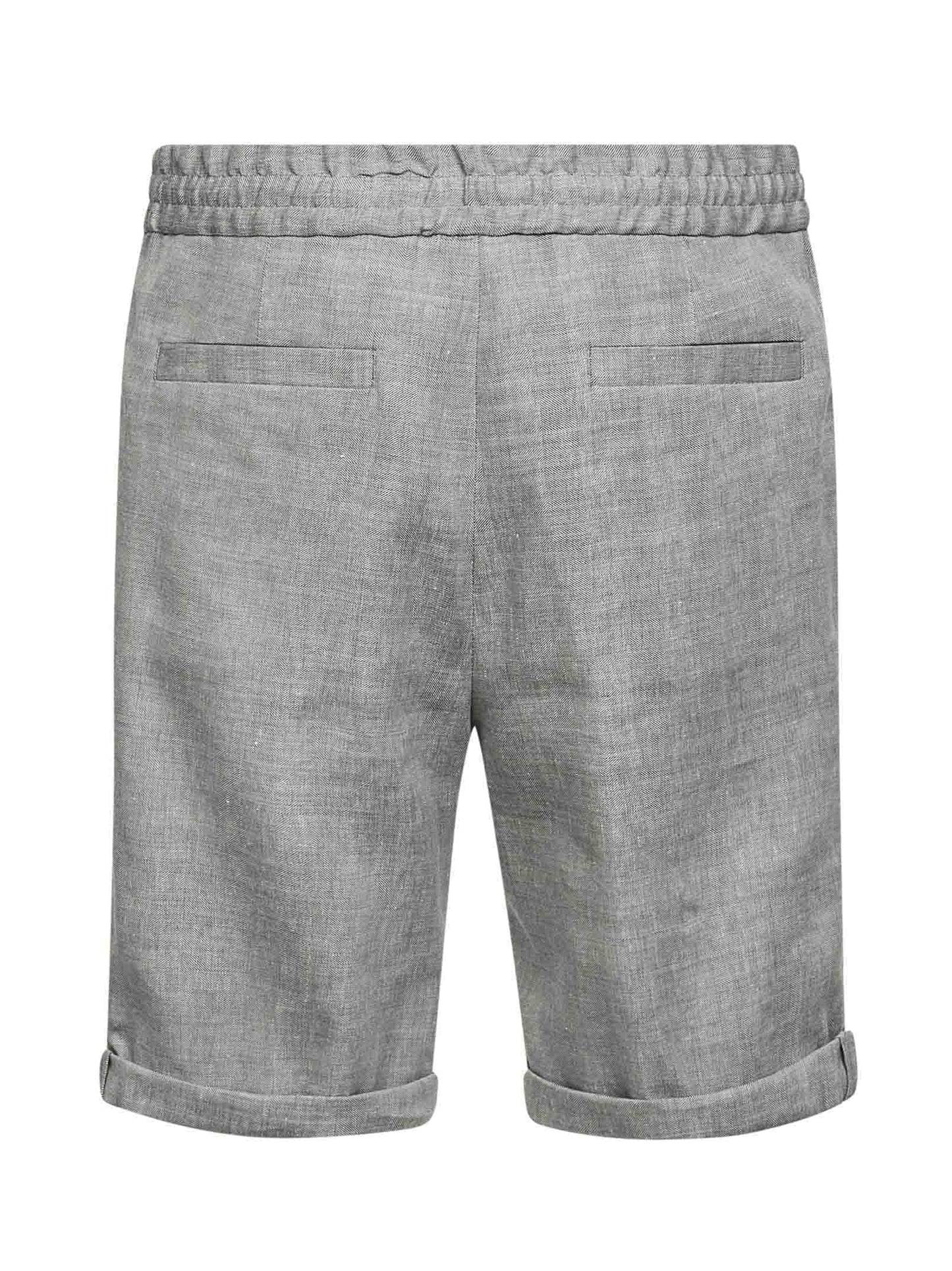 Brunello Cucinelli Men Light Brown Linen And Virgin Wool Chevron Bermuda Shorts BRUNELLO CUCINELLI