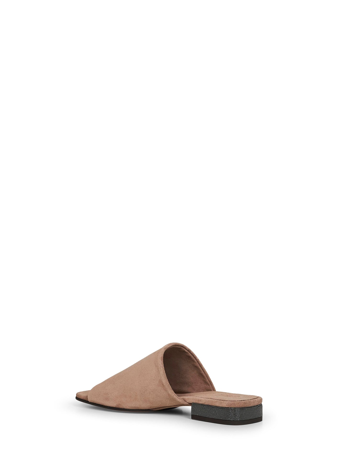 Brunello Cucinelli Women Brown Suede Mules With Monili BRUNELLO CUCINELLI