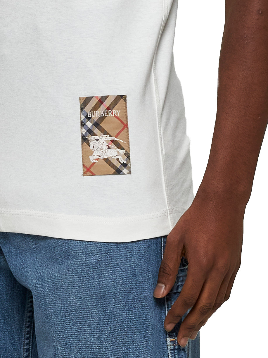 Burberry Men Cotton T-Shirt With Check Appliqué BURBERRY