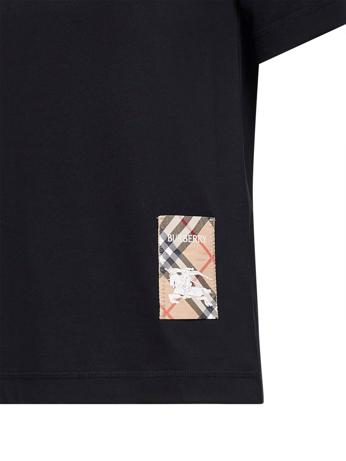 Burberry Women Black Cotton Check Patch T-Shirt BURBERRY