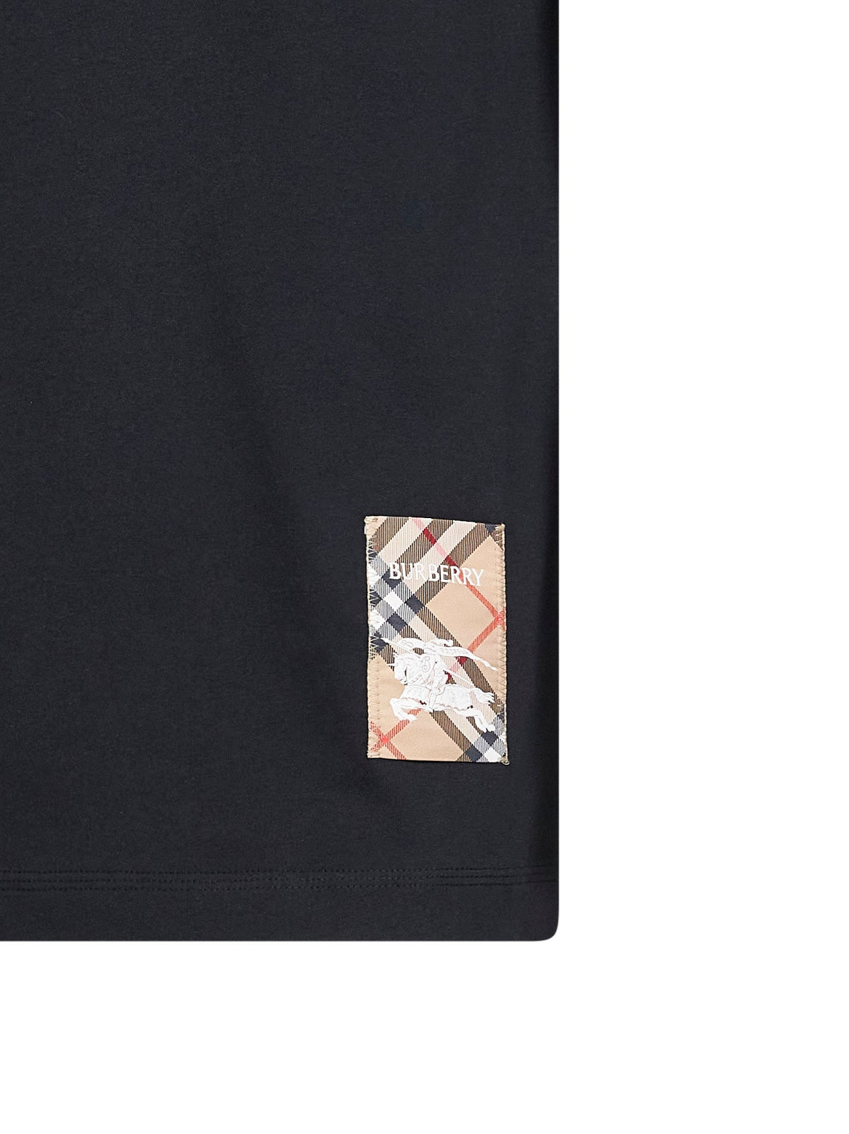 Burberry Men Black Cotton Check Patch T-Shirt BURBERRY