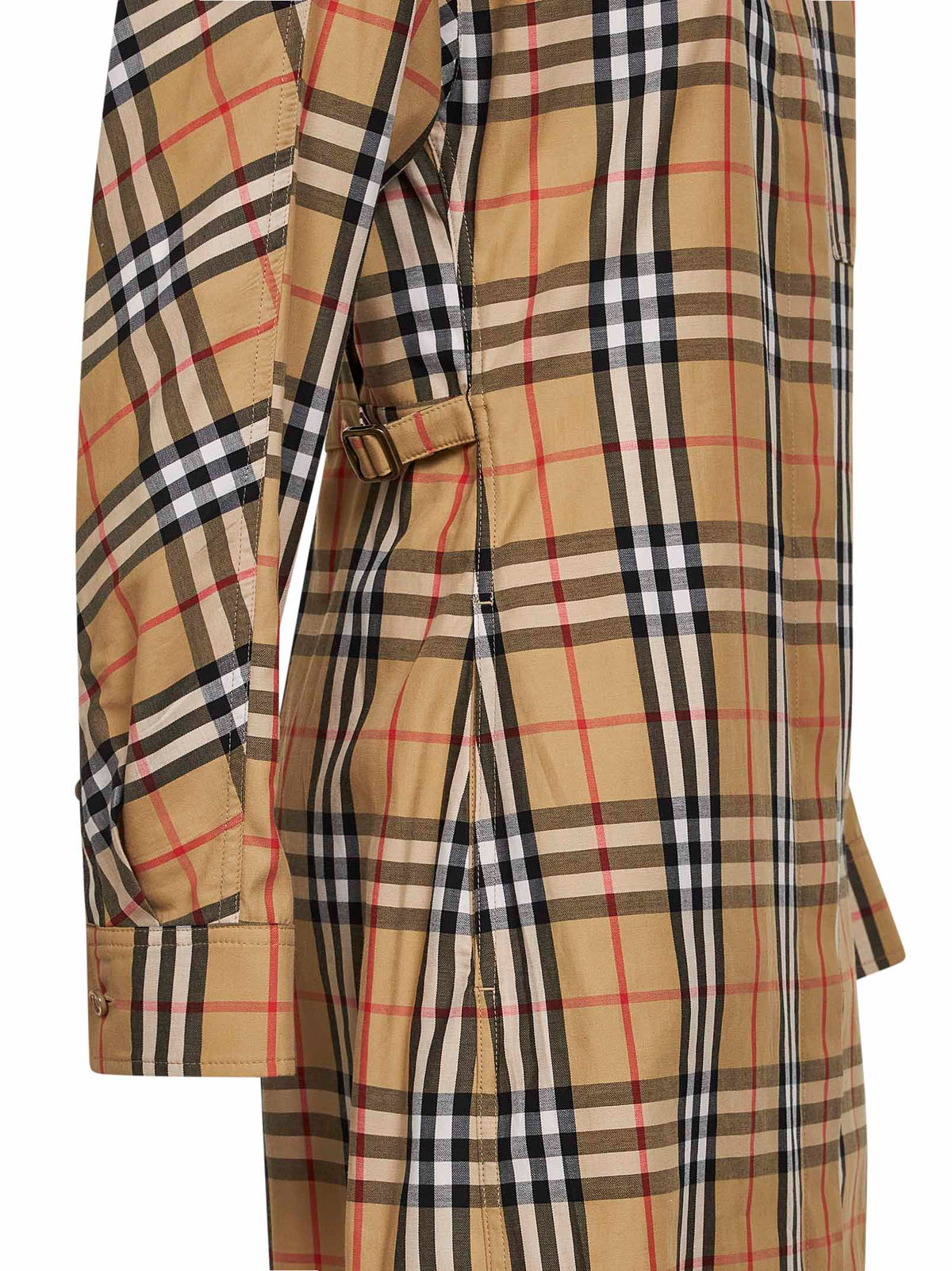 Burberry Women Sand Beige Check Cotton Midi Shirt Dress BURBERRY