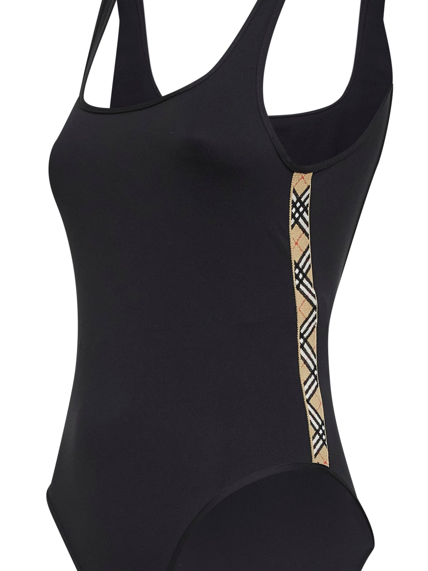 Burberry Women Black Lycra Swimsuit With Check Trims BURBERRY