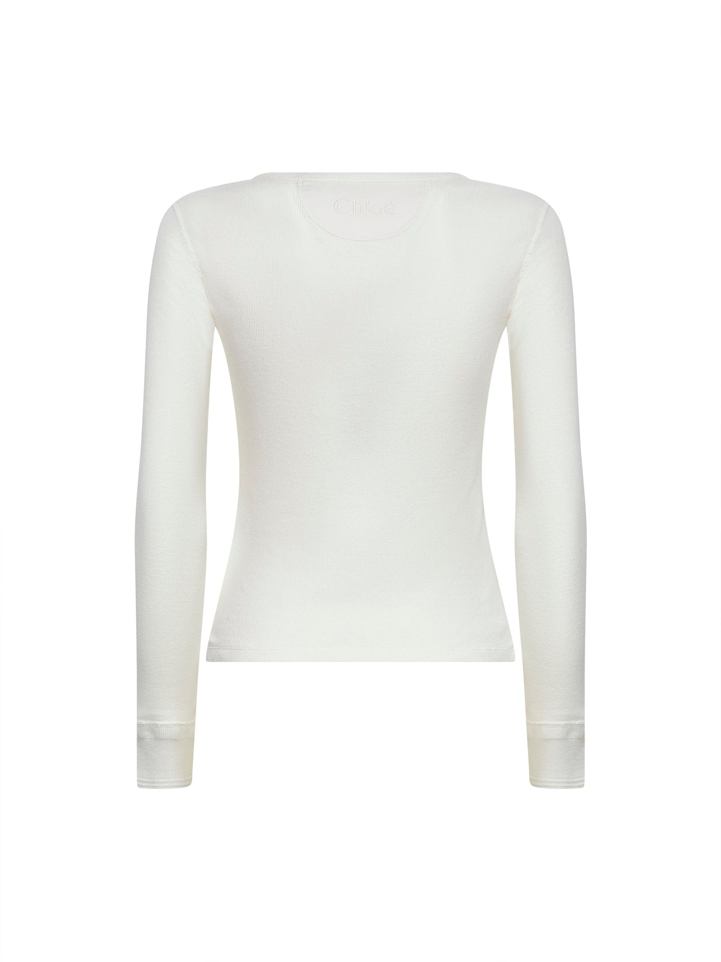Chloé Women Iconic Milk Ribbed Jersey Henley T-Shirt CHLOE
