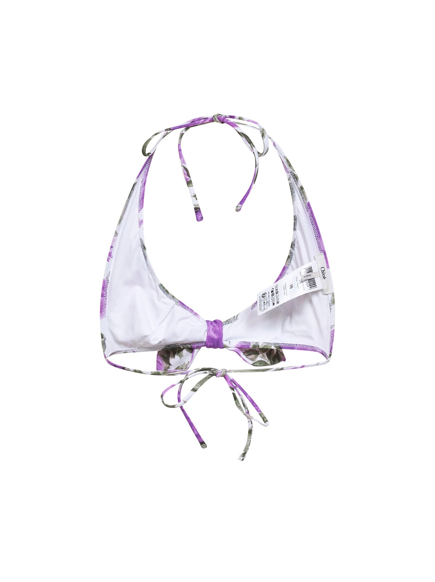 Chloé Women White And Purple Rose-Printed Bikini Top CHLOE