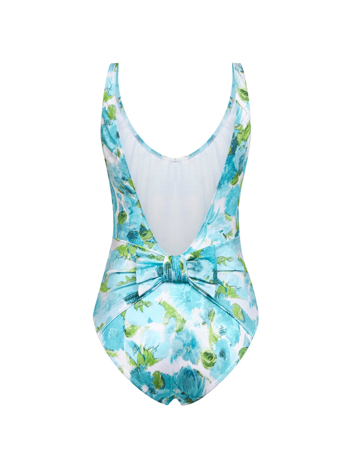 Chloé Women White And Blue Aqua Flower-Print Lycra One-Piece Swimsuit CHLOE