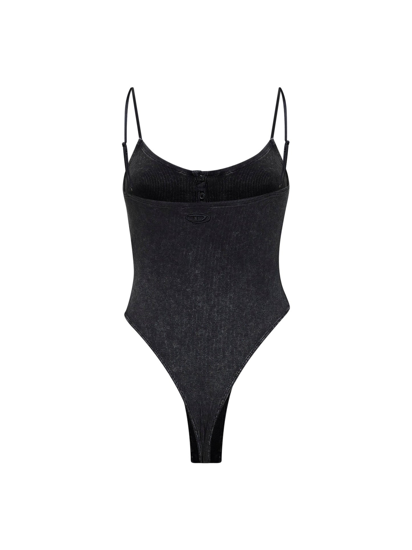 Diesel Women Dark Grey Marbled Ribbed Jersey T-Ley Bodysuit DIESEL