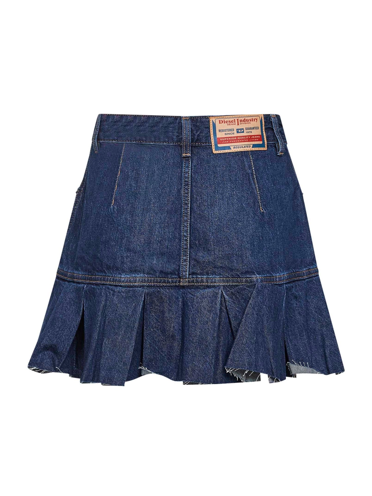 Diesel Women Blue Denim De-Reen Pleated Mini Skirt DIESEL
