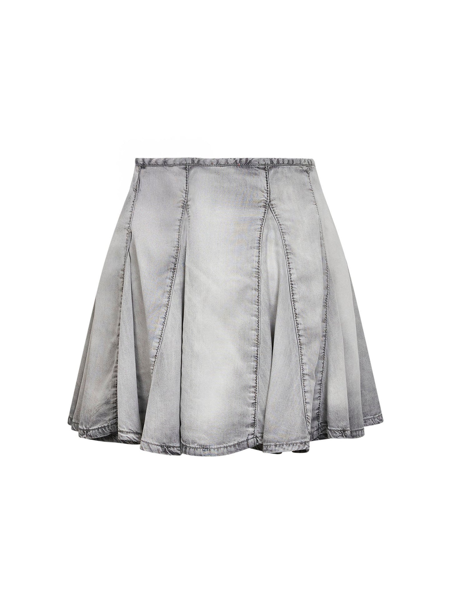 Diesel Women Grey Denim De-Spiki-Fsi Pleated Mini Skirt DIESEL
