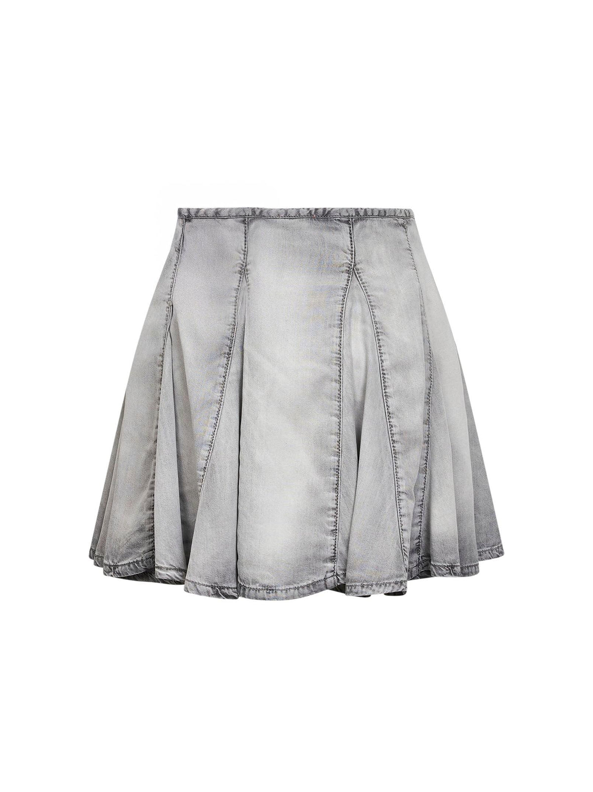 Diesel Women Grey Denim De-Spiki-Fsi Pleated Mini Skirt DIESEL