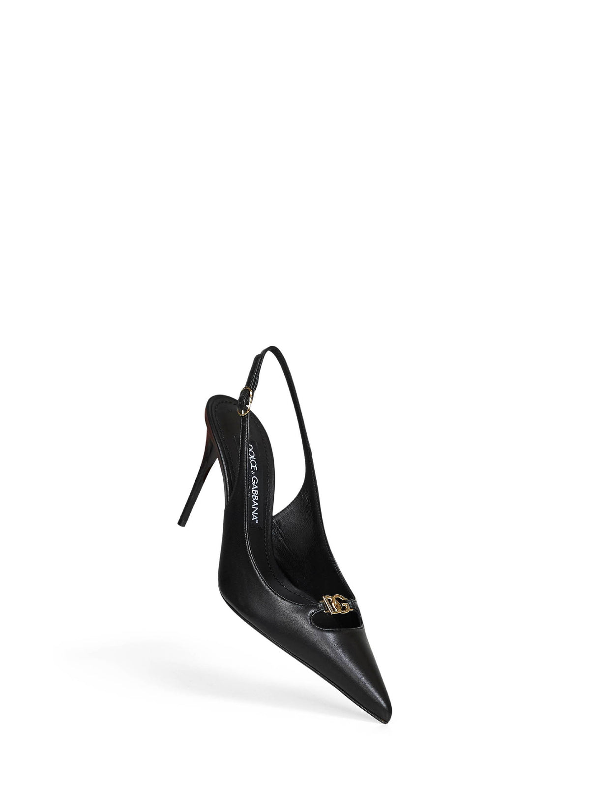 Dolce & Gabbana Women Black Silky Nappa Leather Lollo Slingback Pumps DOLCE & GABBANA