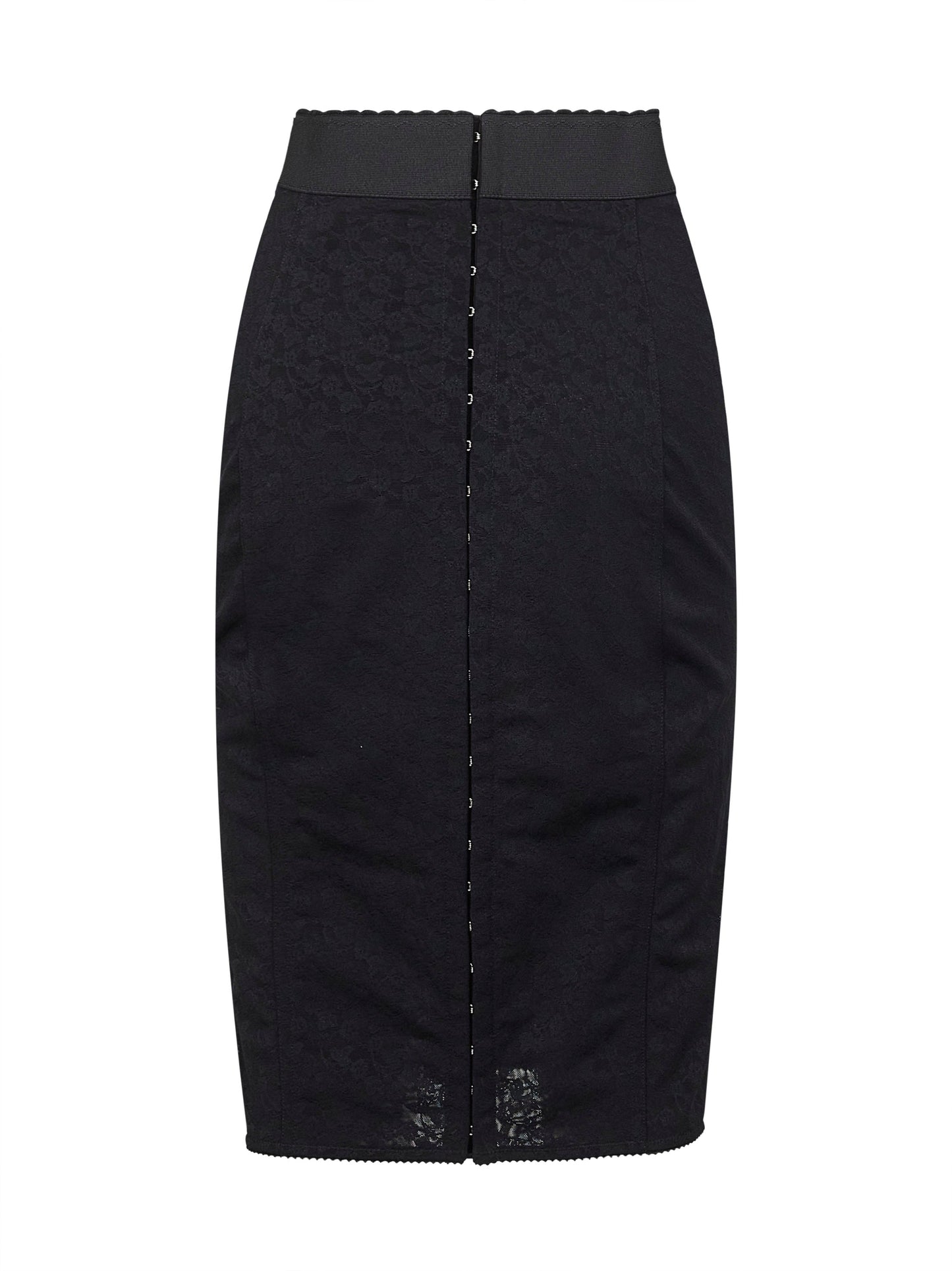 Dolce & Gabbana Women Black Lace And Marquisette Elastic Midi Skirt DOLCE & GABBANA