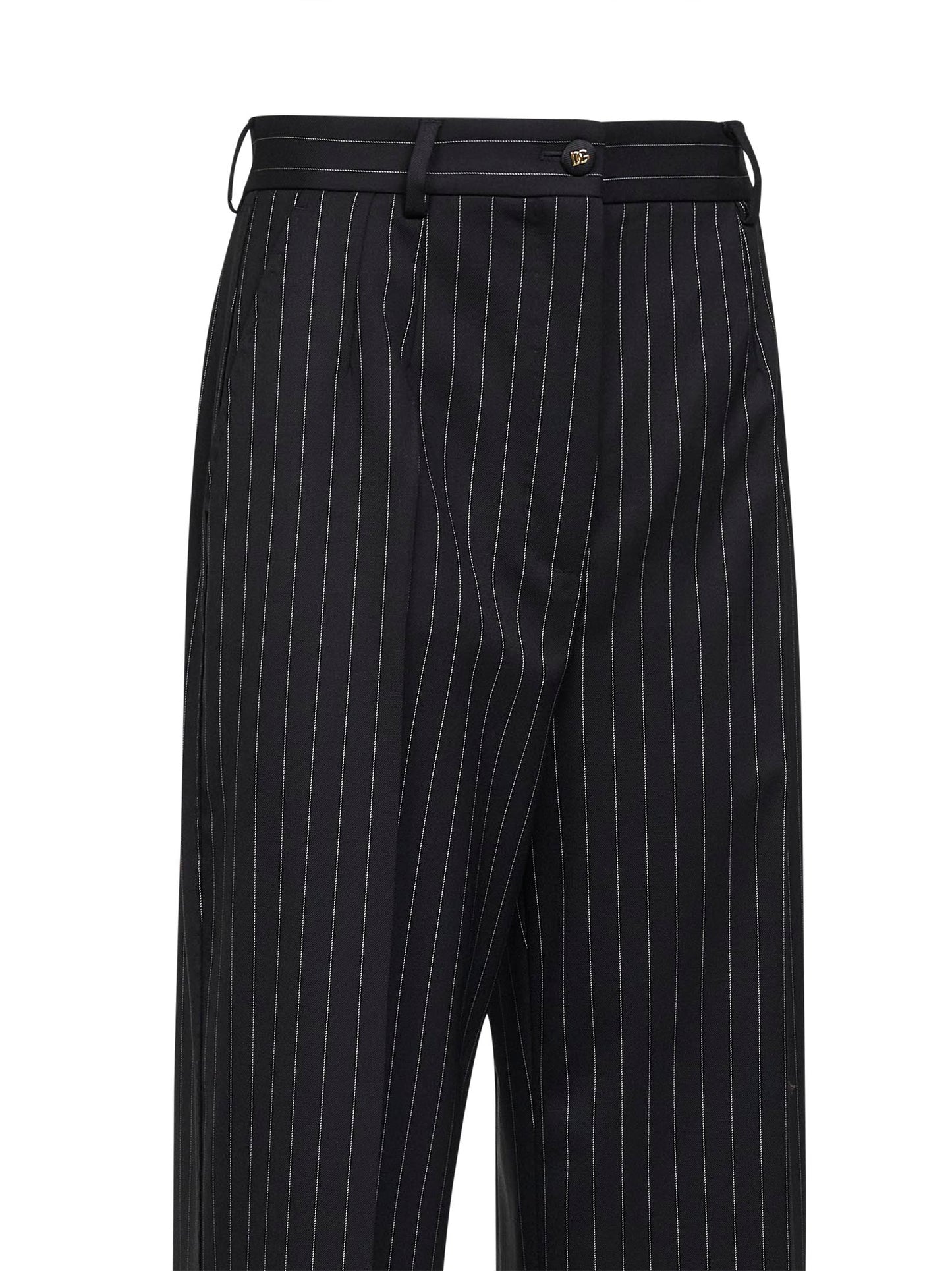 Dolce & Gabbana Women Black Two-Way Stretch Twill Pinstriped Trousers DOLCE & GABBANA
