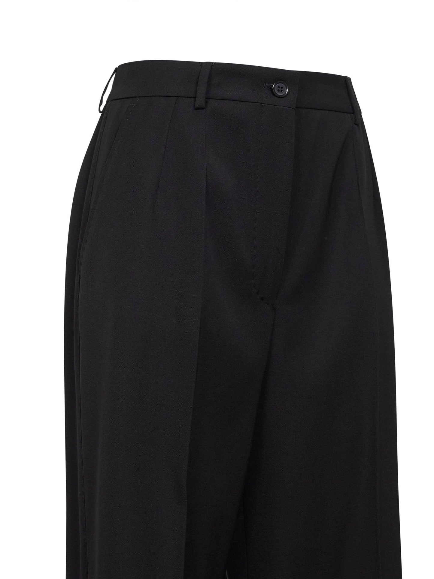 Dolce & Gabbana Women Black Wool Gabardine Straight Trousers DOLCE & GABBANA
