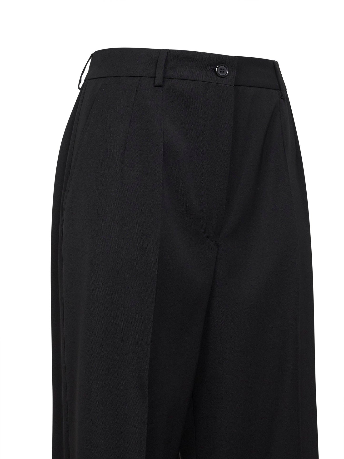 Dolce & Gabbana Women Black Wool Gabardine Straight Trousers DOLCE & GABBANA