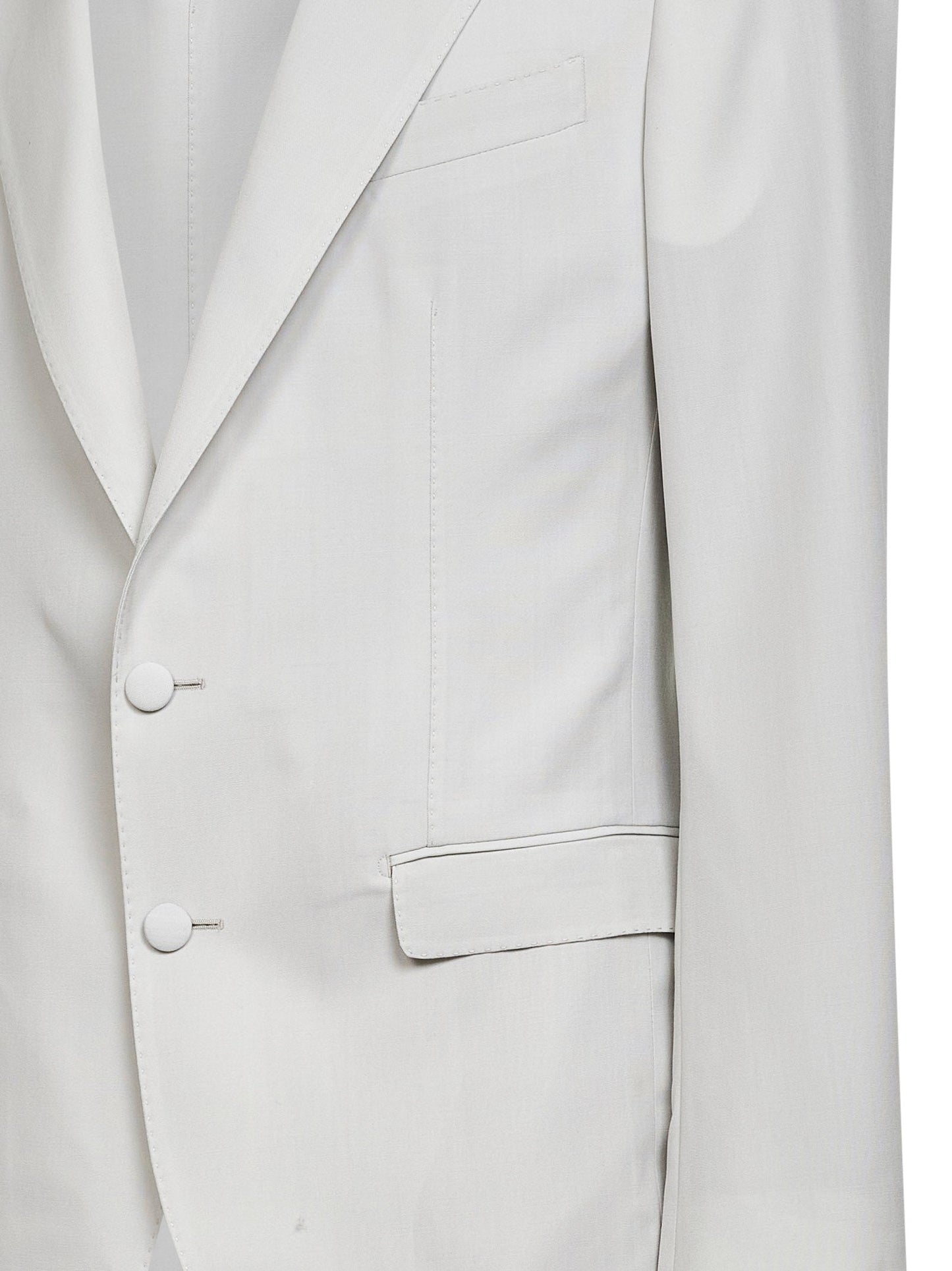 Dolce & Gabbana Men Beige Wool Poplin Single-Breasted Blazer DOLCE & GABBANA