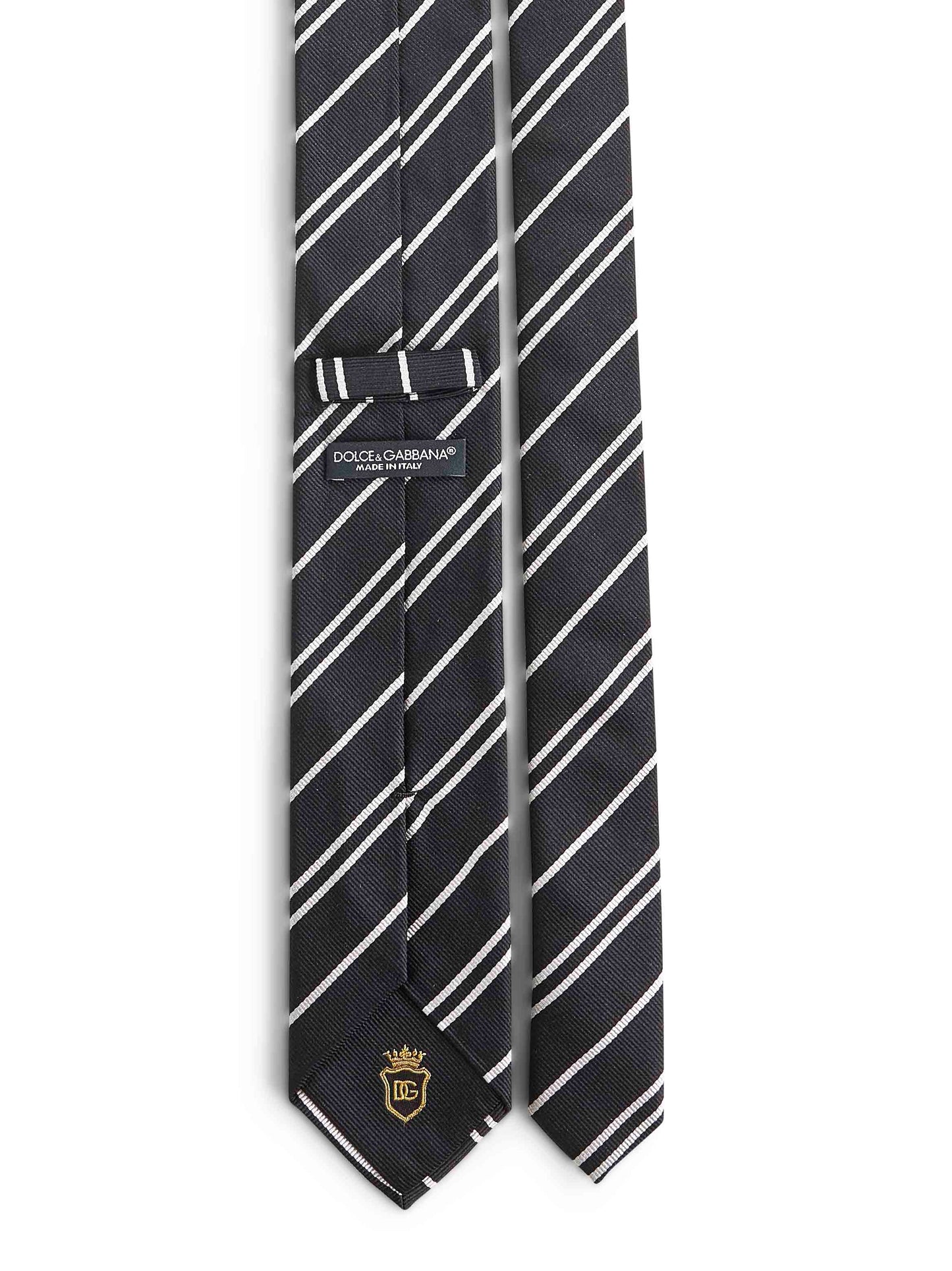 Dolce & Gabbana Men Black Striped Jacquard Silk Martini Tie DOLCE & GABBANA