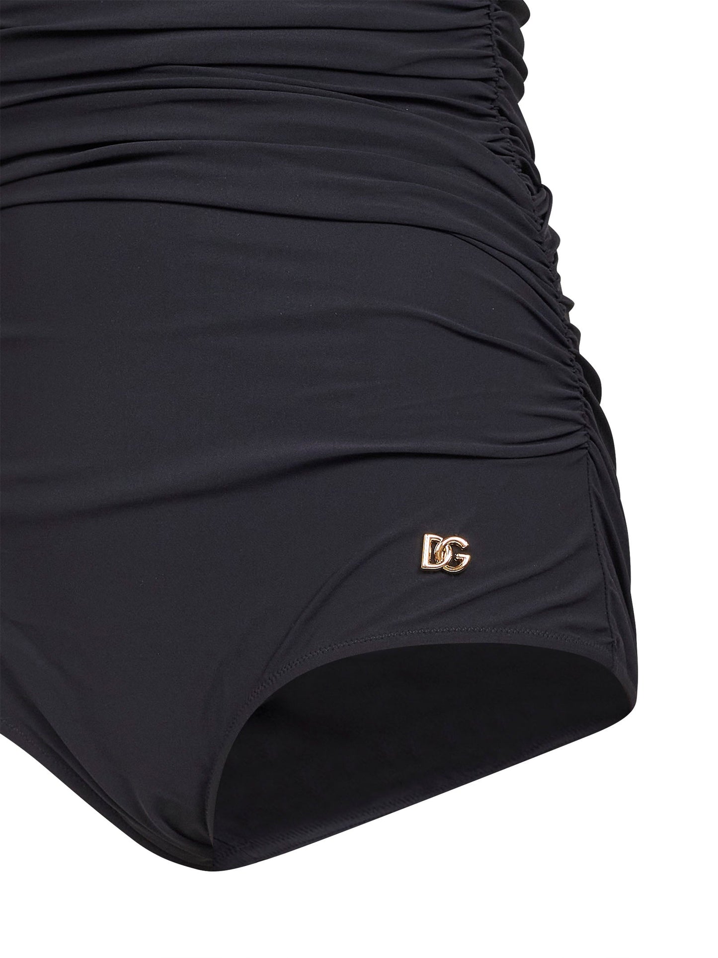 Dolce & Gabbana Women Black Sensitive Fabric Draped One-Piece Swimsuit DOLCE & GABBANA