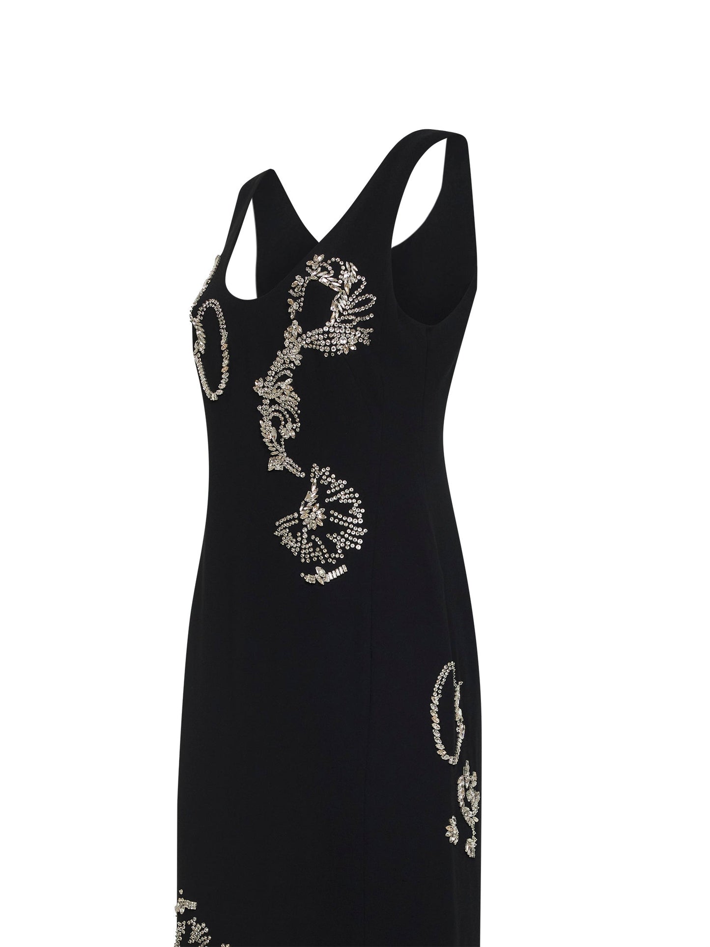 Dries Van Noten Women Black Crepe Long Embroidered Dress DRIES VAN NOTEN