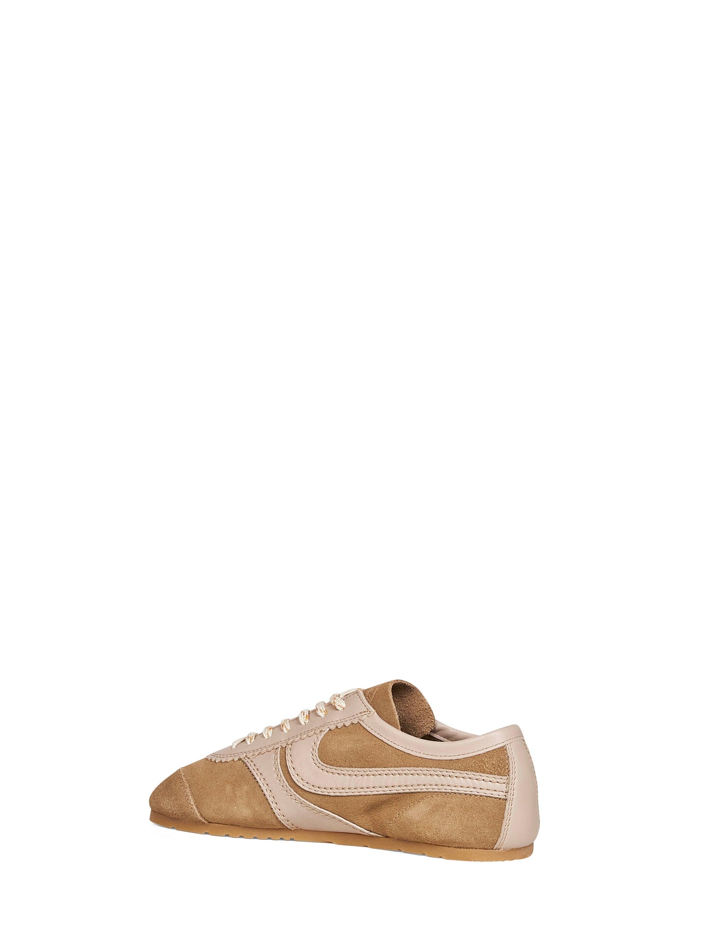 Dries Van Noten Women Beige Suede Sneakers With Leather Details DRIES VAN NOTEN