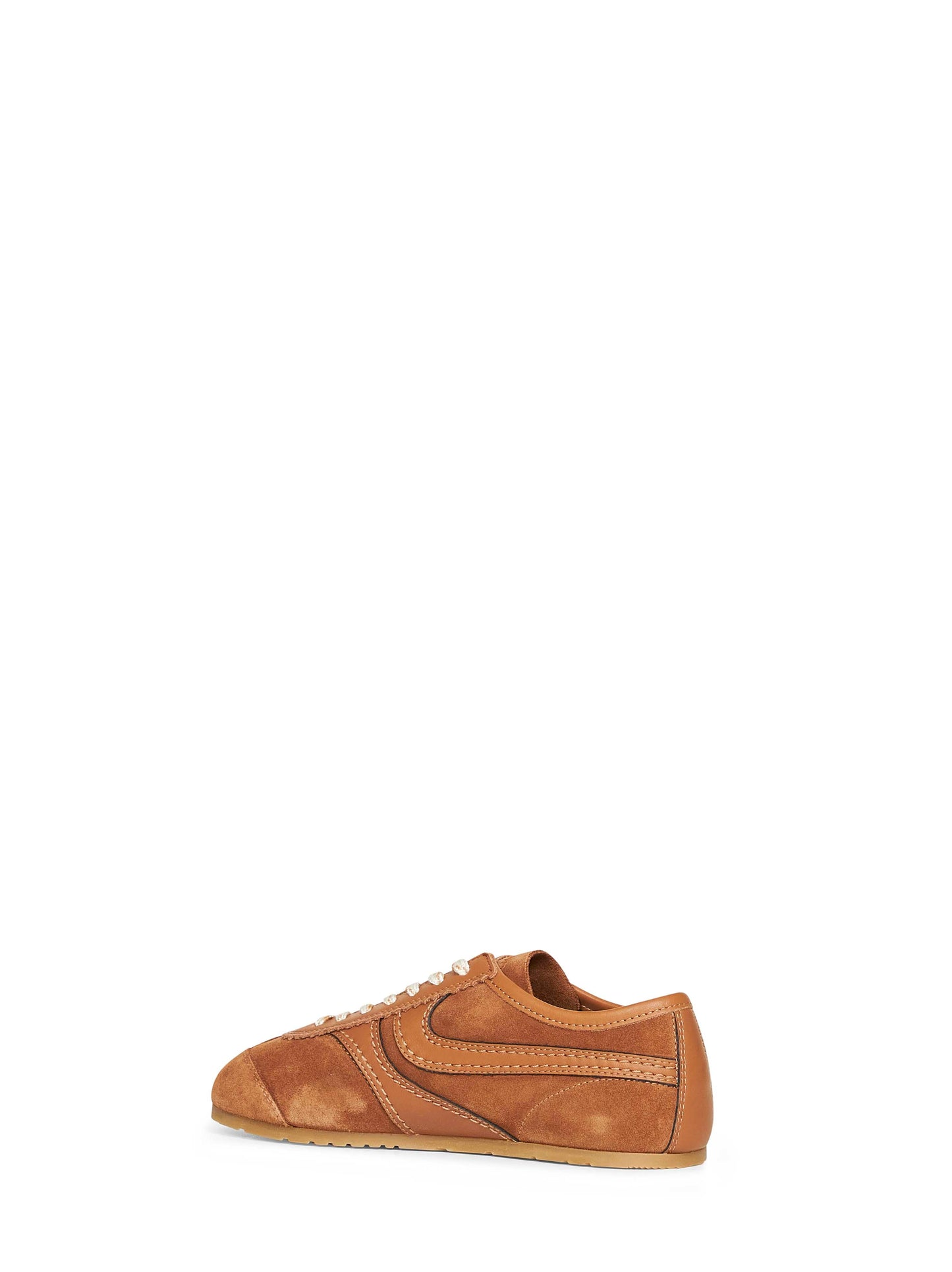 Dries Van Noten Women Tan Suede Sneakers With Leather Details DRIES VAN NOTEN
