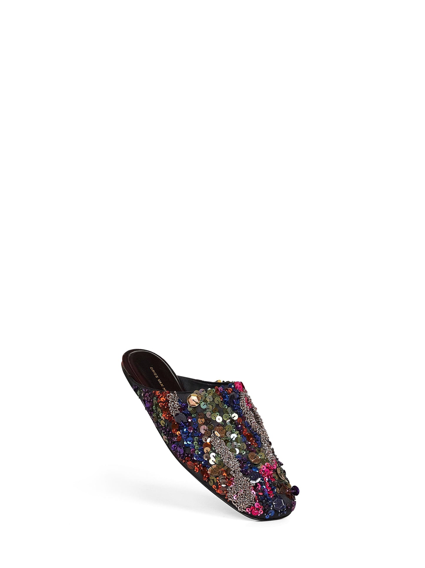 Dries Van Noten Women Satin With Paillettes Embroidery Flat Mules DRIES VAN NOTEN