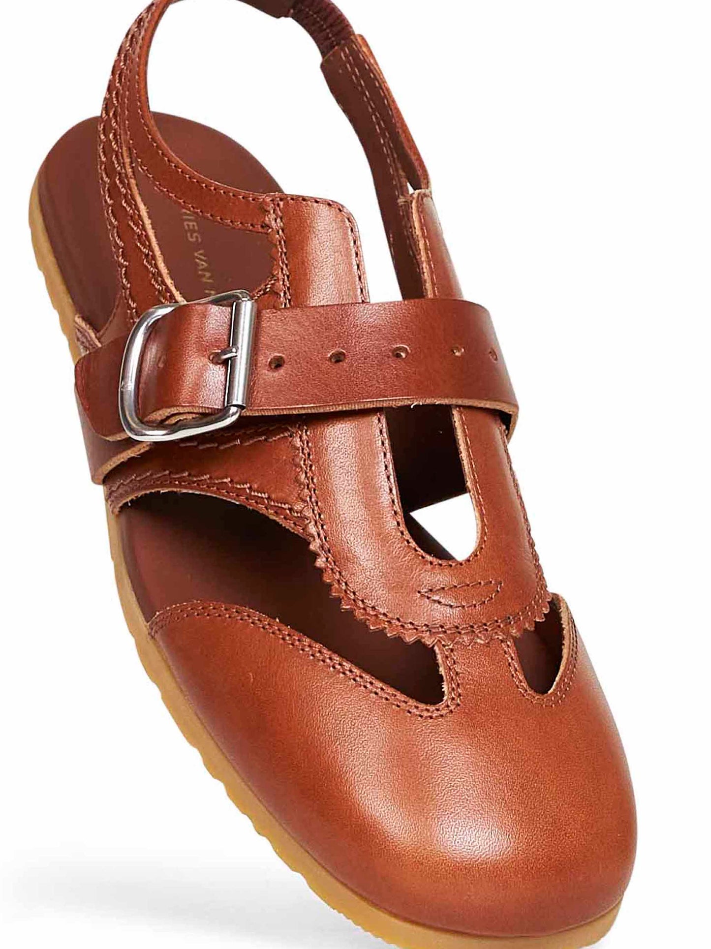 Dries Van Noten Women Burgundy Calf Leather Flat Spider-Like Sandals DRIES VAN NOTEN