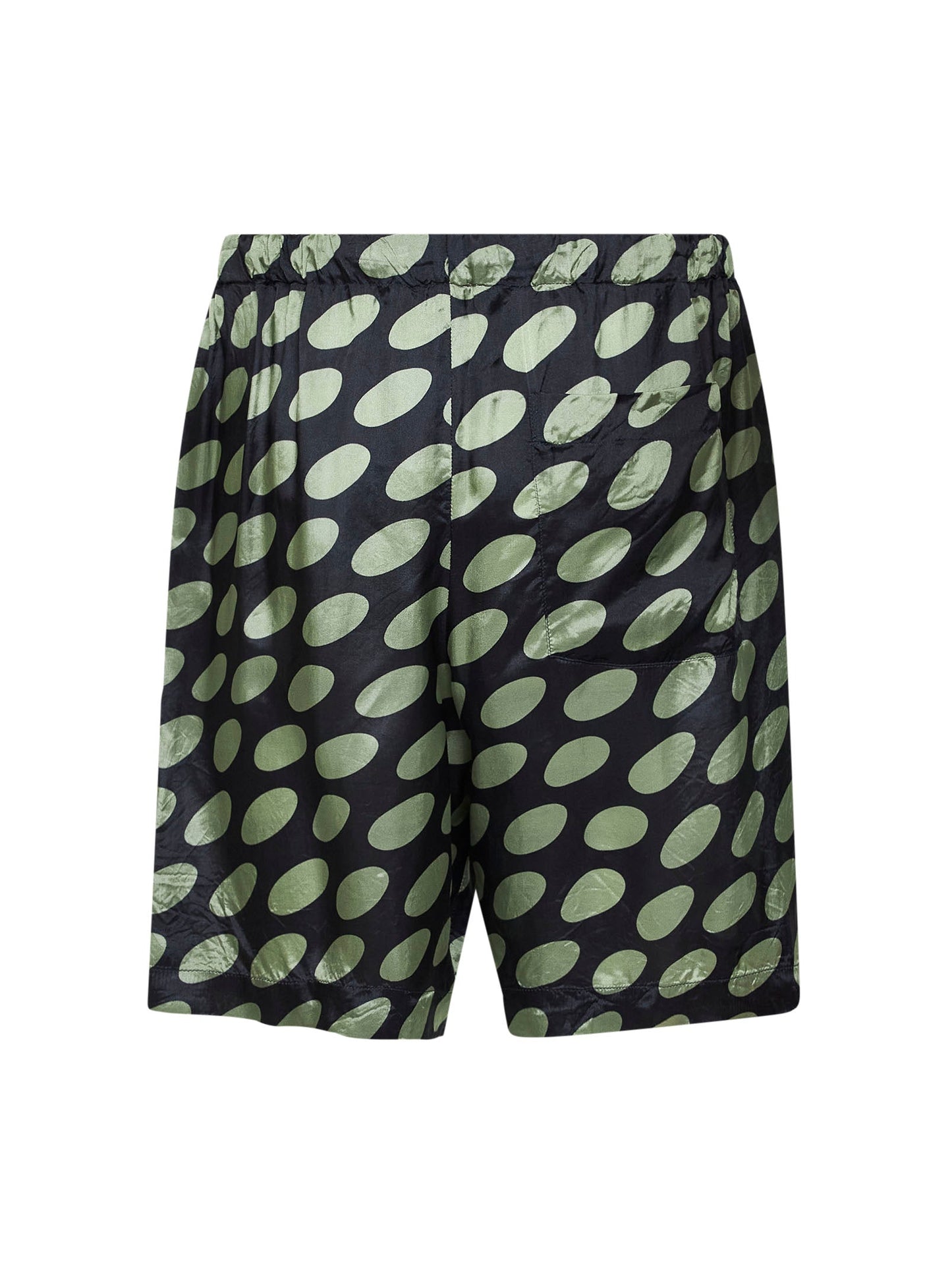 Dries Van Noten Men Black Cupro Soft Ellipses-Printed Shorts DRIES VAN NOTEN