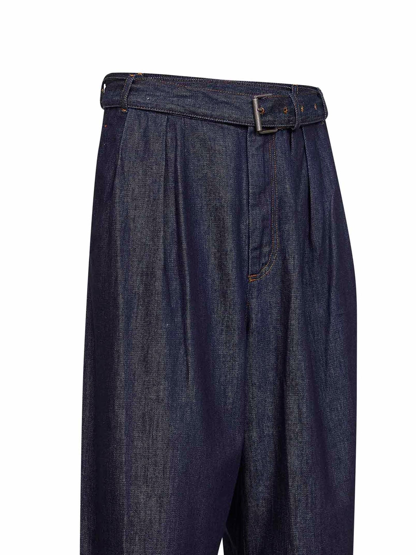 Dries Van Noten Men Indigo Denim Belted Wide-Leg Jeans DRIES VAN NOTEN