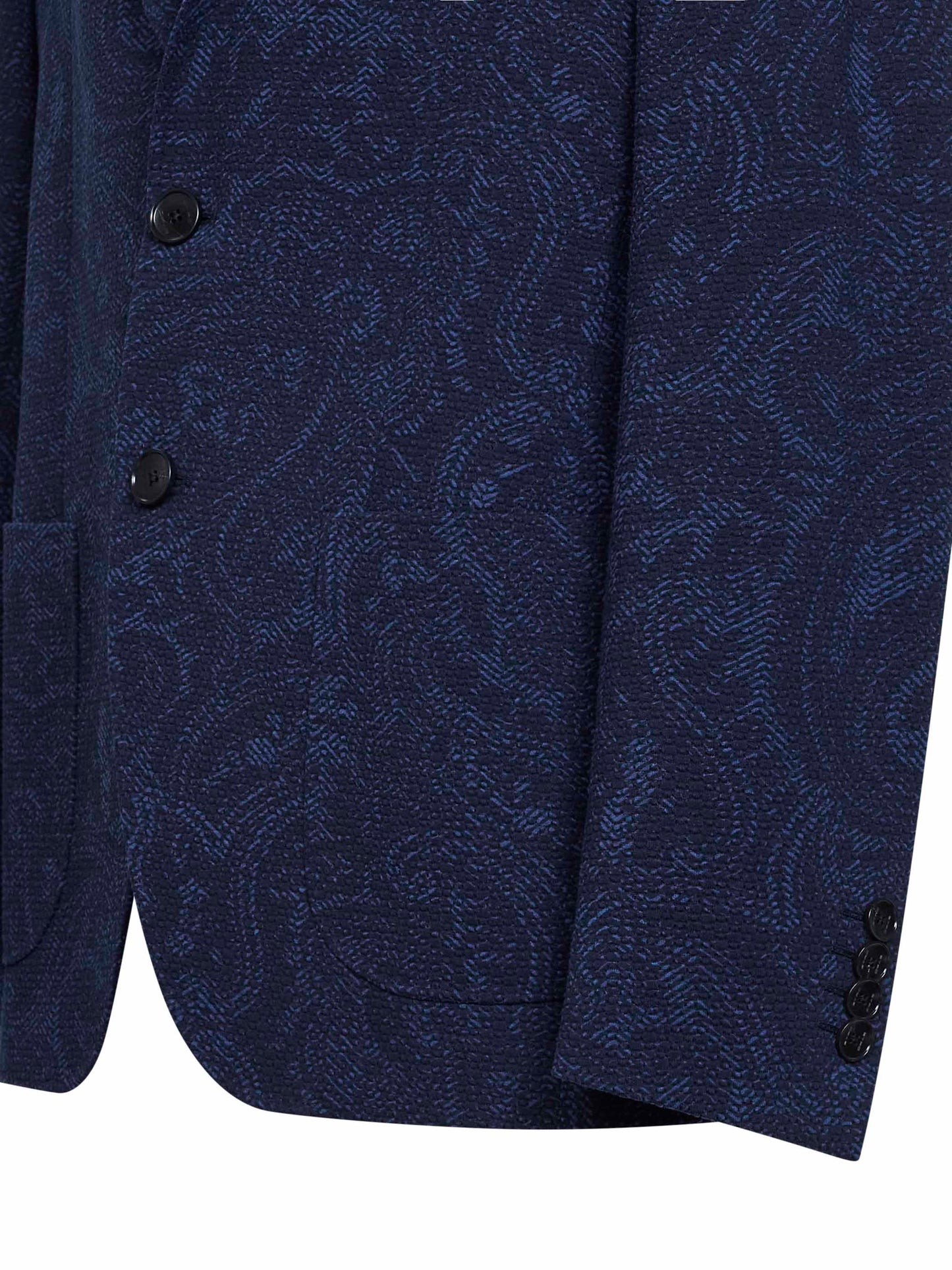 Etro Men Blue Paisley-Pattern Seersucker Jersey Single-Breasted Jacket ETRO