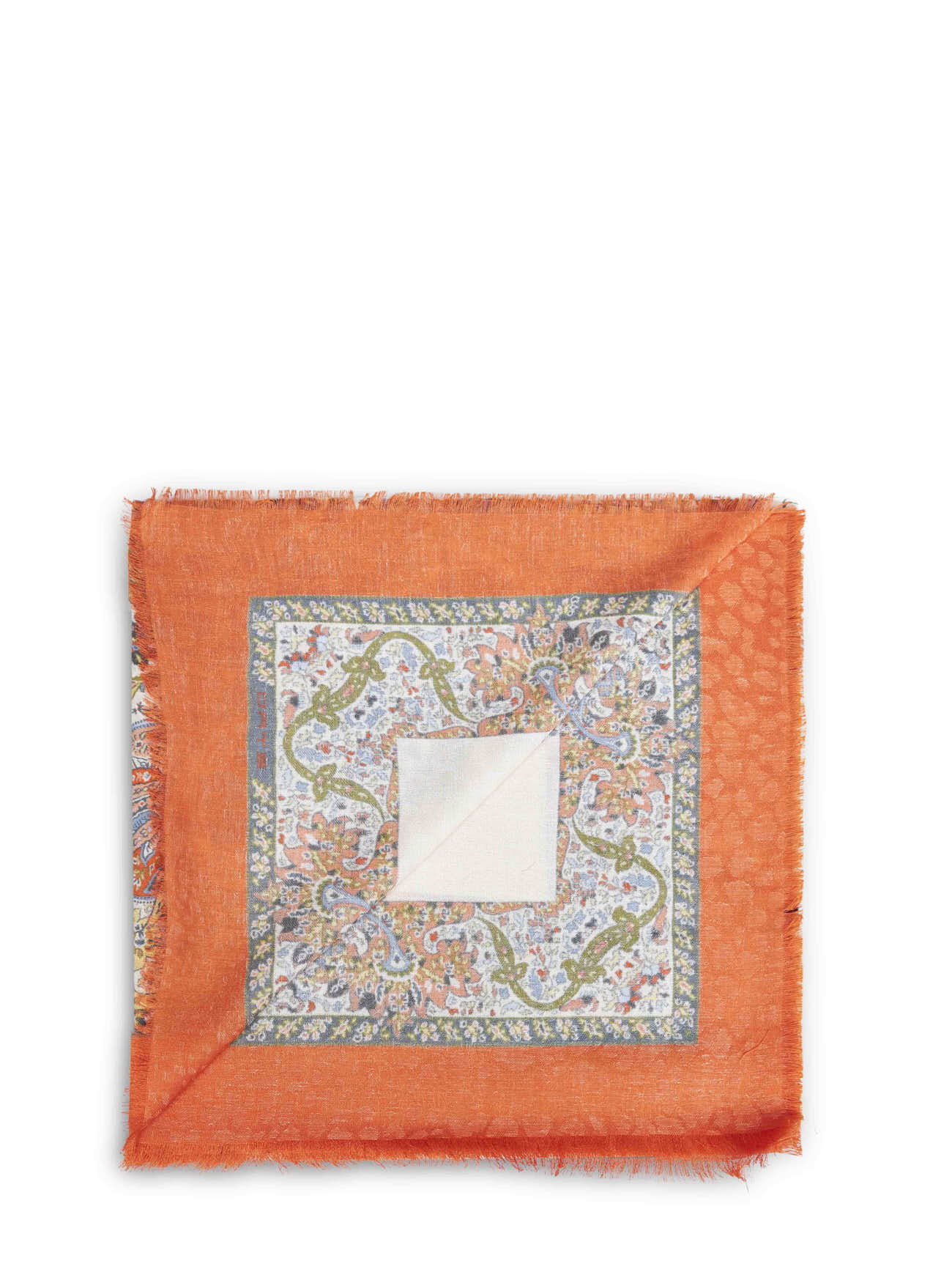 Etro Women Orange Cotton Blend Floral Paisley-Pattern Shawl ETRO