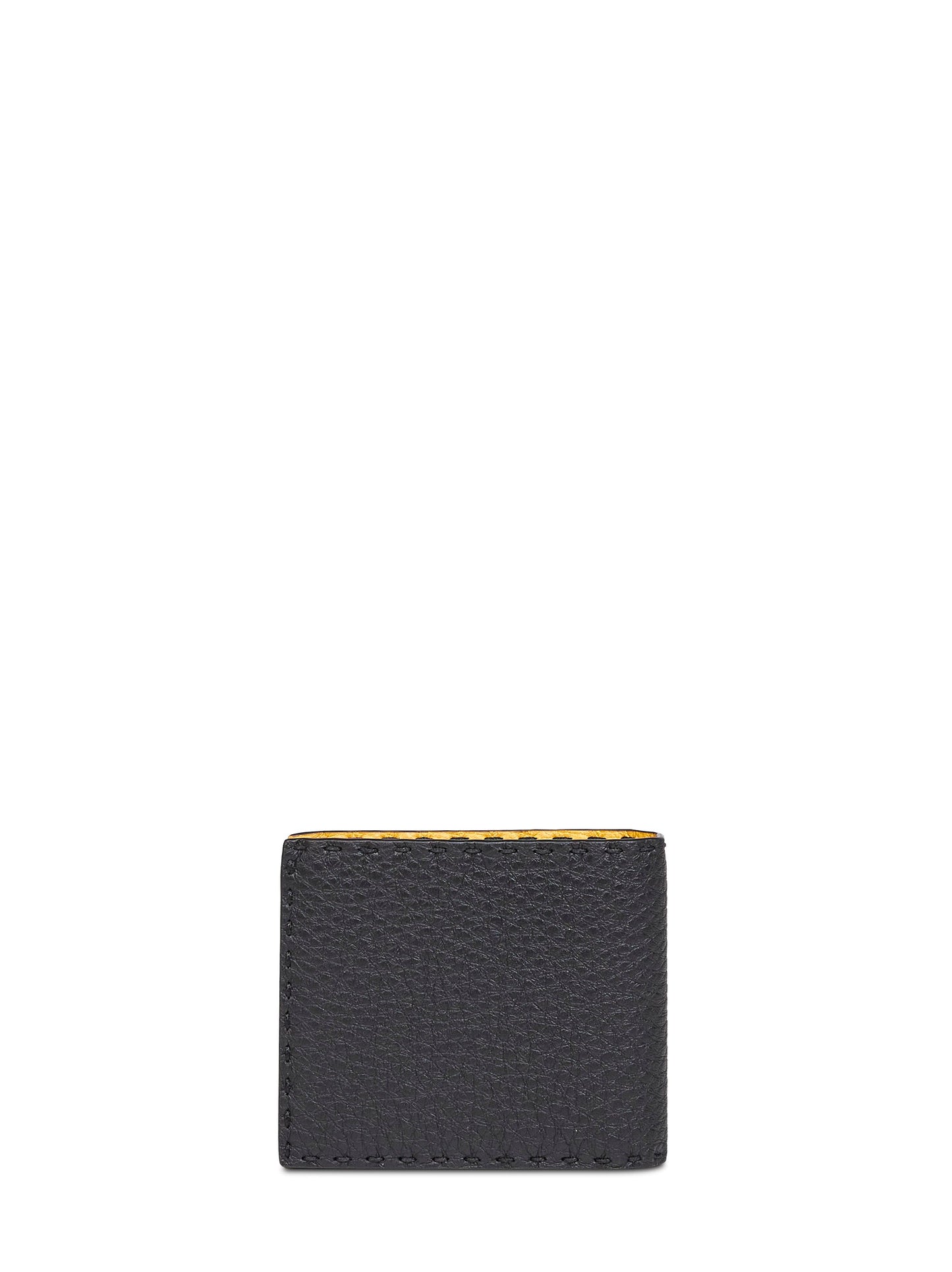 Fendi Men Black And Yellow Selleria Bi-Fold Wallet FENDI