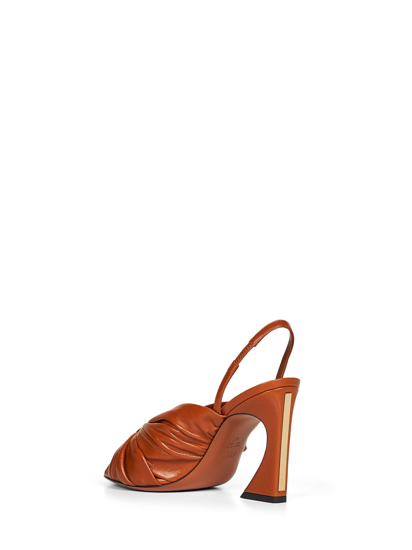 Fendi Women Tan Nappa Leather Fendi Arco Slingback Sandals FENDI