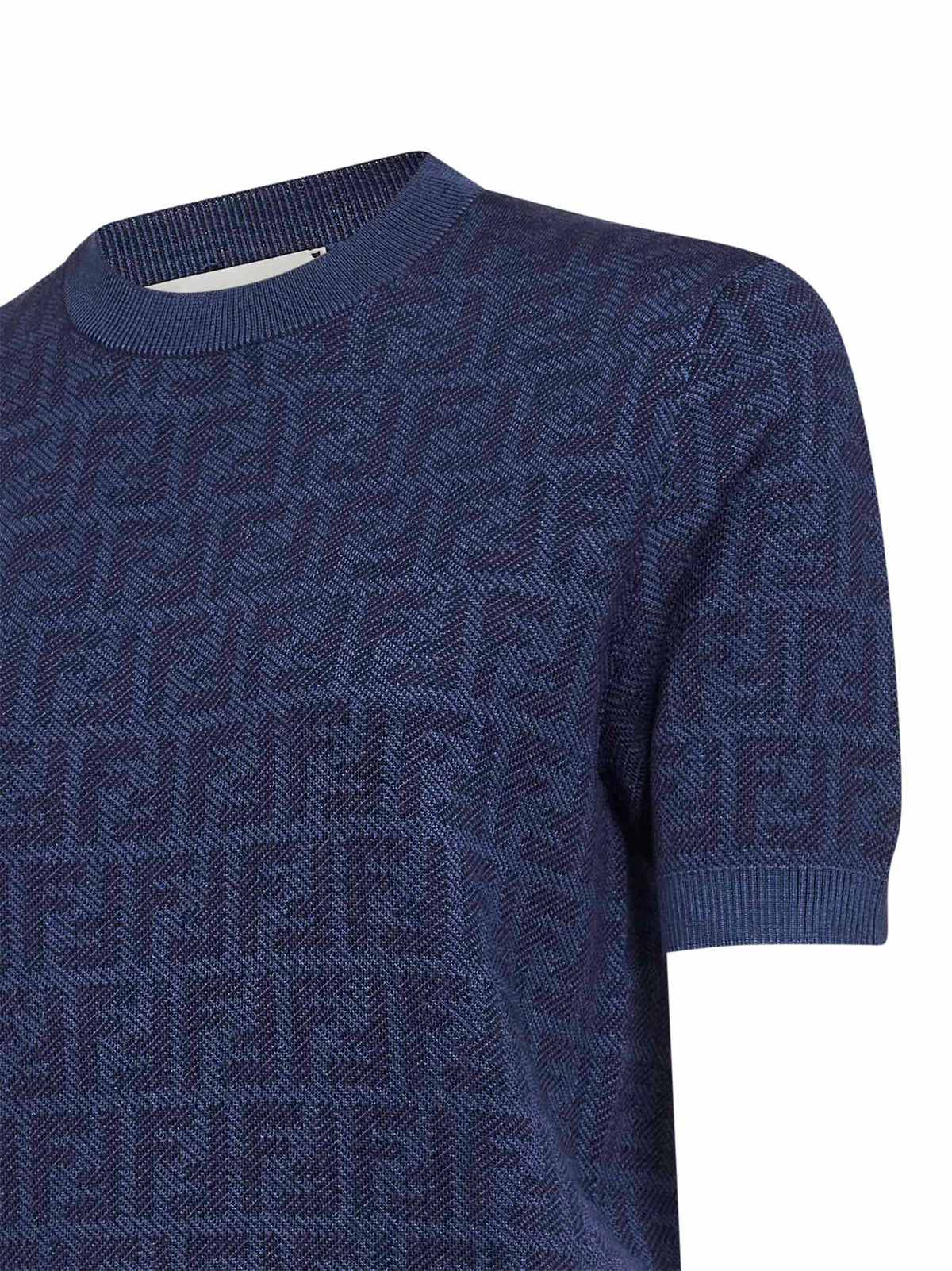 Fendi Women Denim Blue Ff Wool Crewneck Jumper FENDI