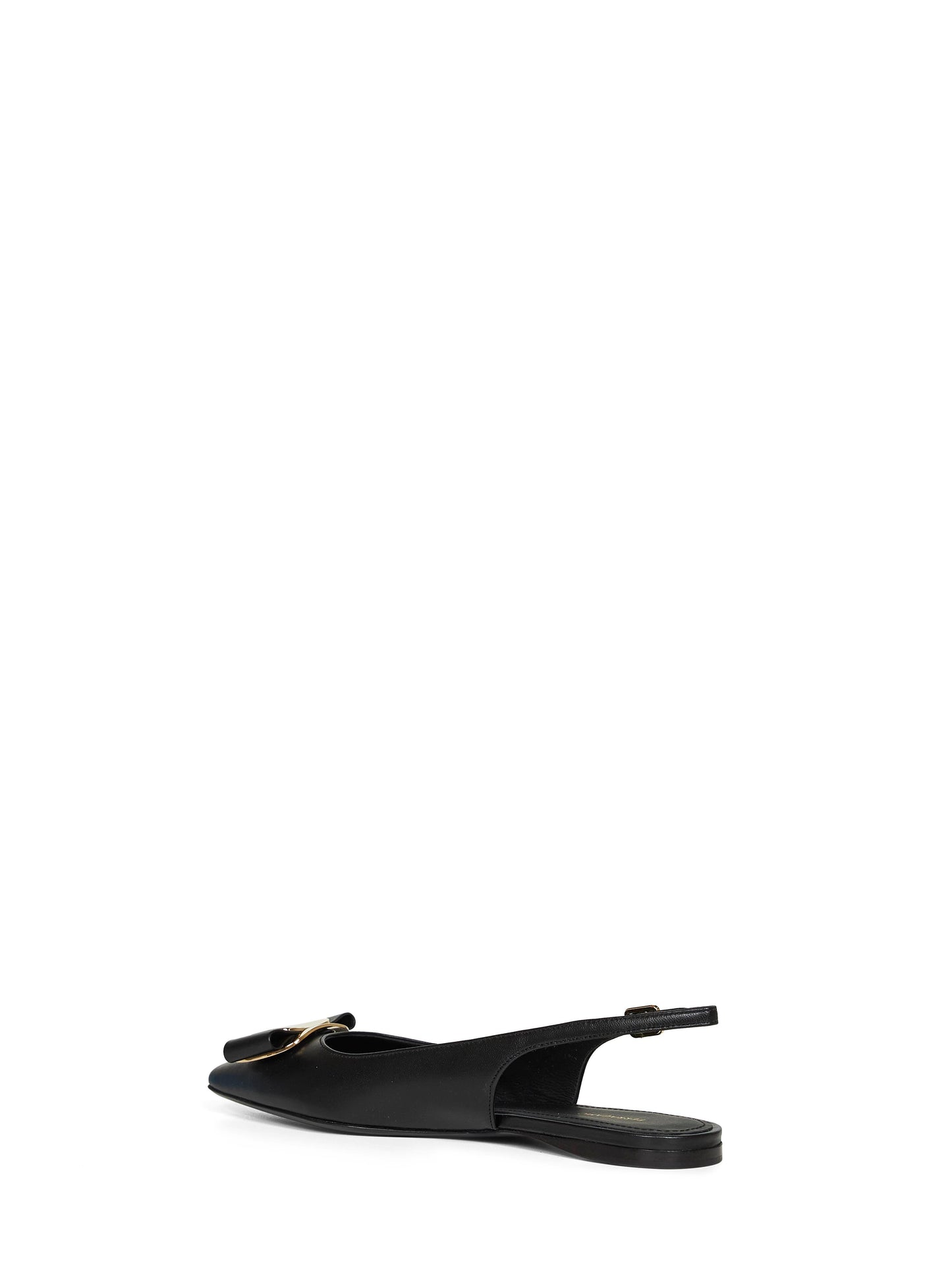Ferragamo Women Black Flat Slingbacks With Vara Plate FERRAGAMO