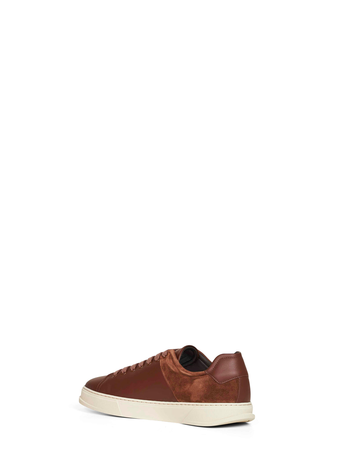Ferragamo Men Brown Leather And Suede Clayton Low-Top Sneakers FERRAGAMO