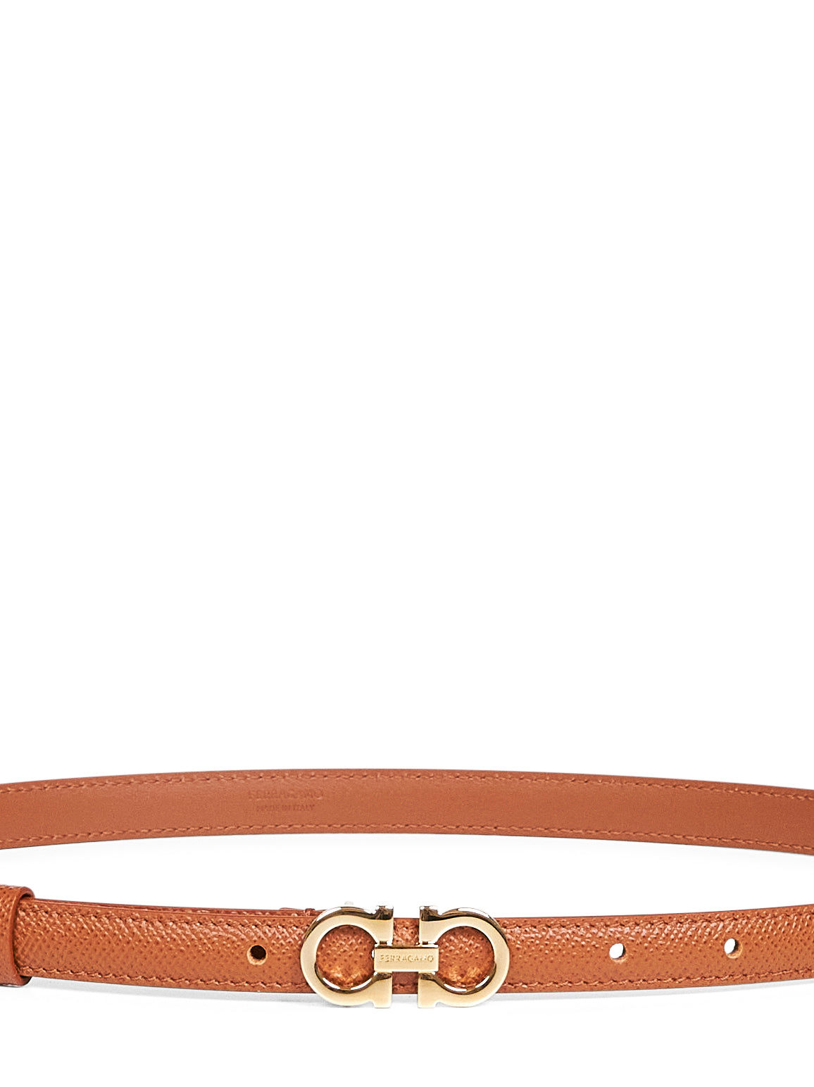 Ferragamo Women Beige Hammered Calfskin Gancini Belt FERRAGAMO