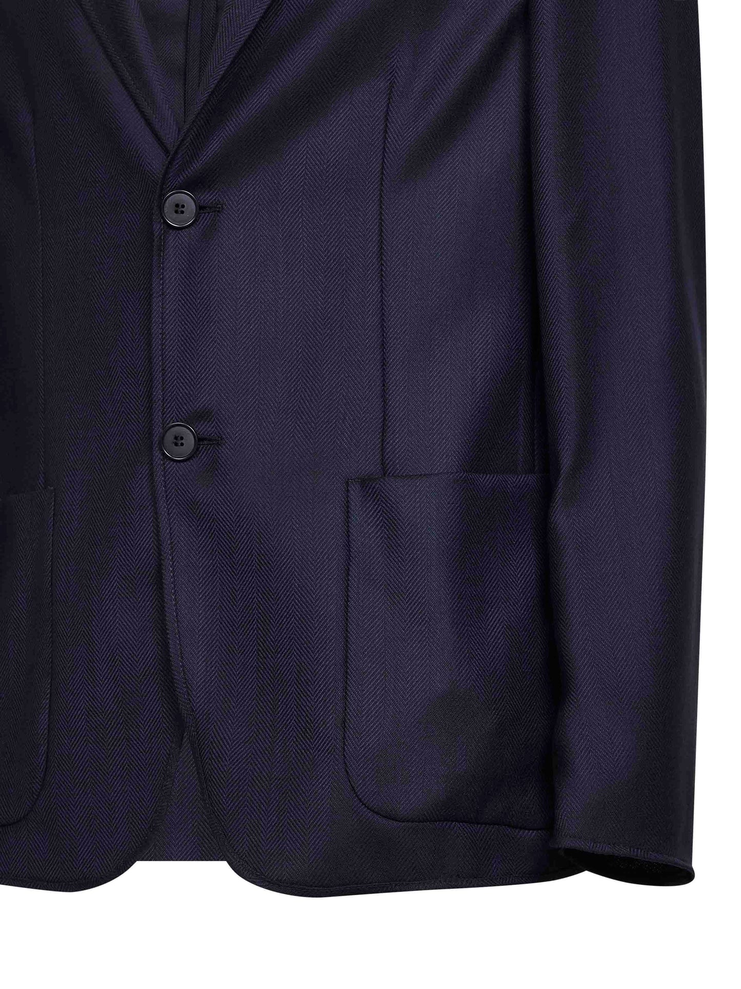 Giorgio Armani Men Blue Chevron Wool And Cashmere Single-Breasted Jacket GIORGIO ARMANI