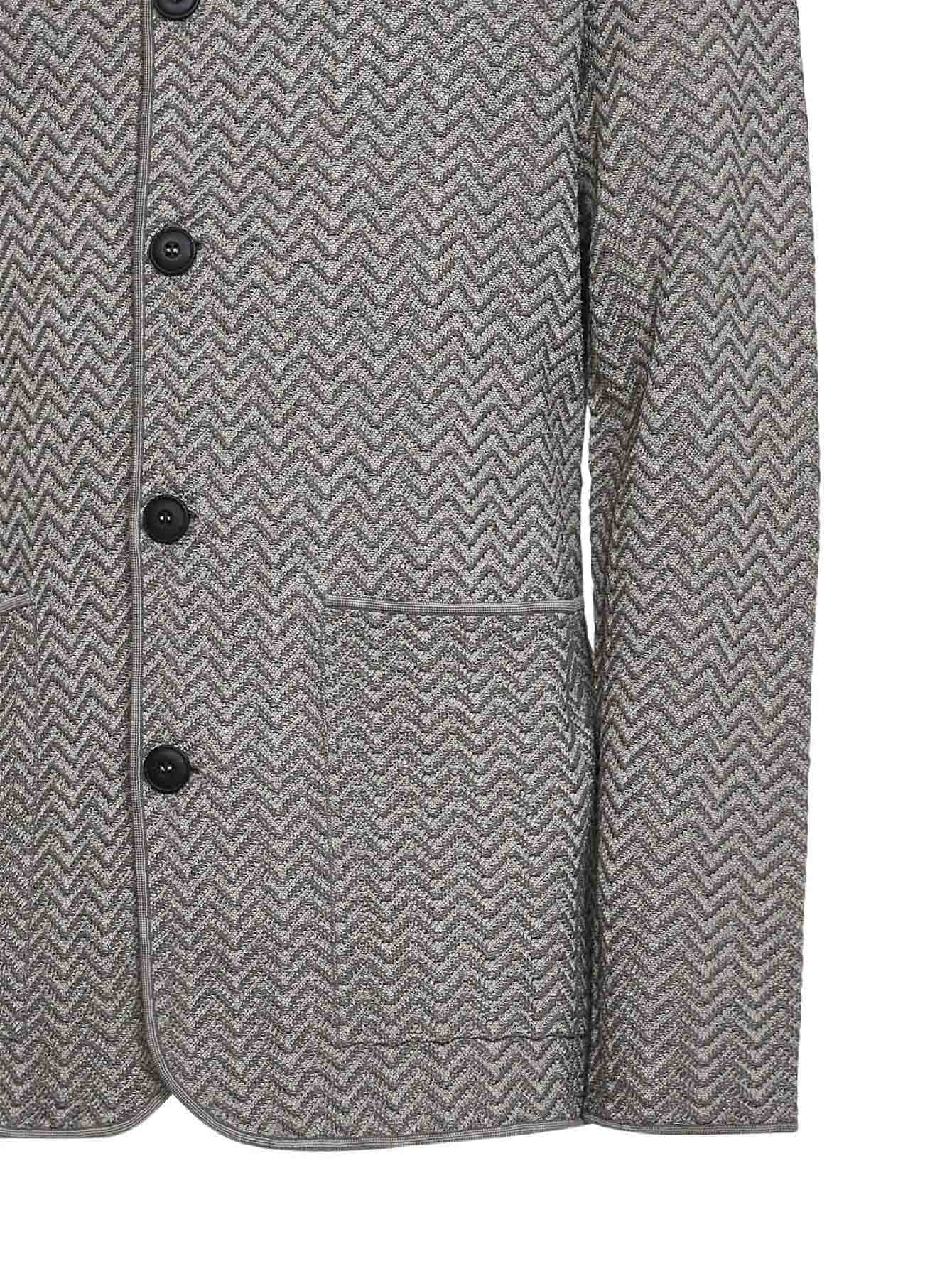Giorgio Armani Men Grey Asv Chevron Ottoman Viscose Blend Jacket GIORGIO ARMANI