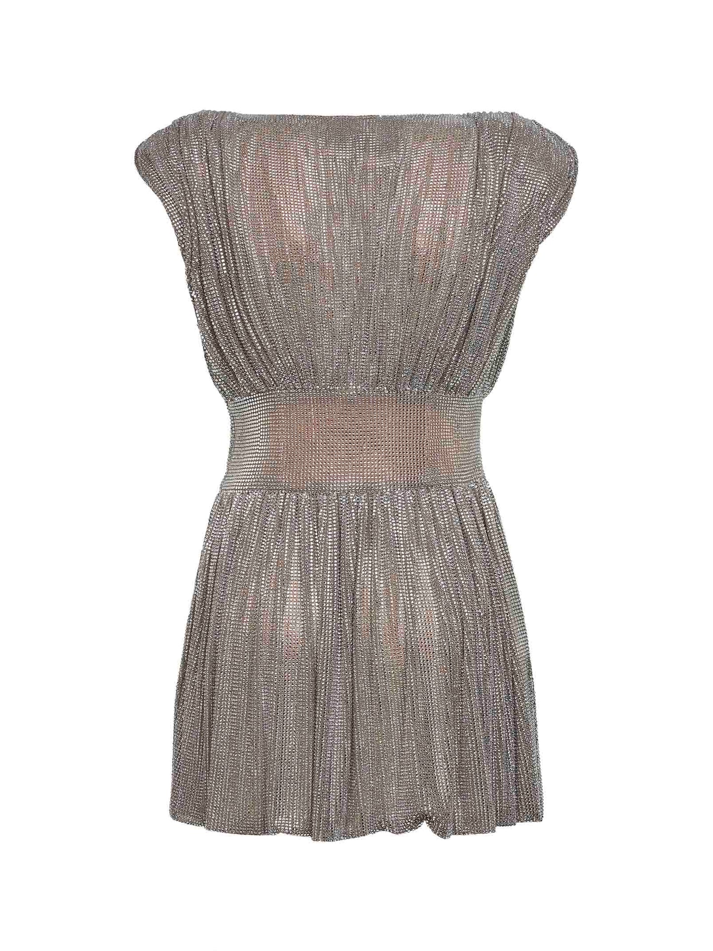 Giuseppe Di Morabito Women Silver Crystal Gathered Mini Dress GIUSEPPE DI MORABITO