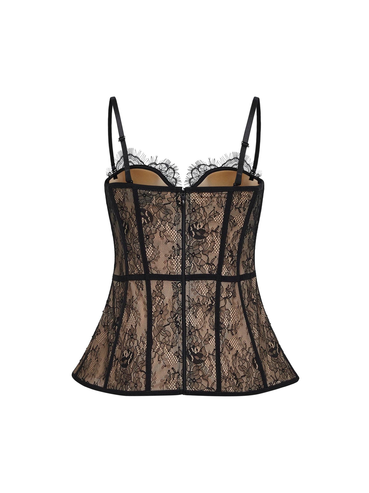 Giuseppe Di Morabito Women Black Lace Peplum Bustier Top GIUSEPPE DI MORABITO