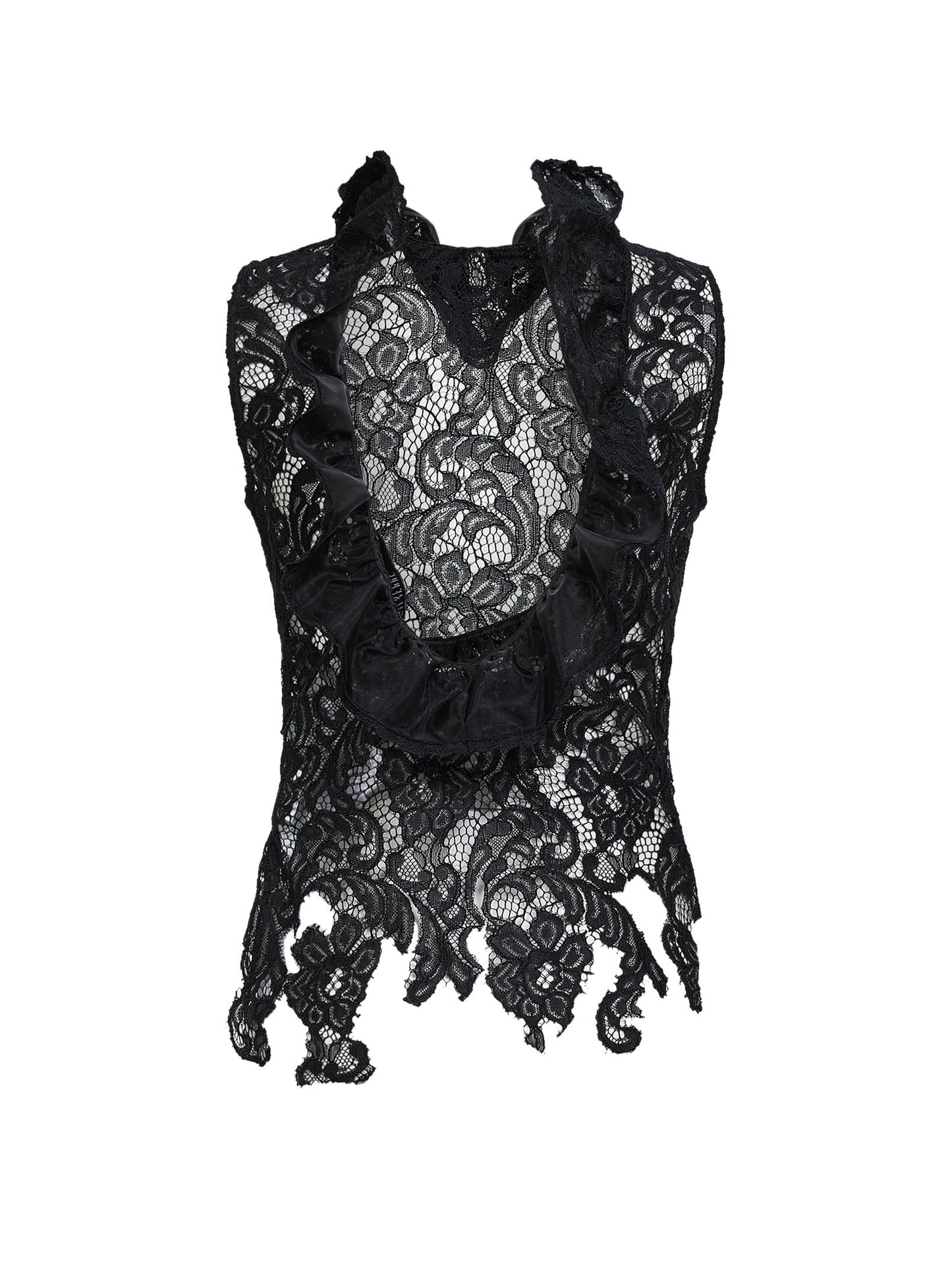 Giuseppe Di Morabito Women Black Lace Asymmetric Top GIUSEPPE DI MORABITO
