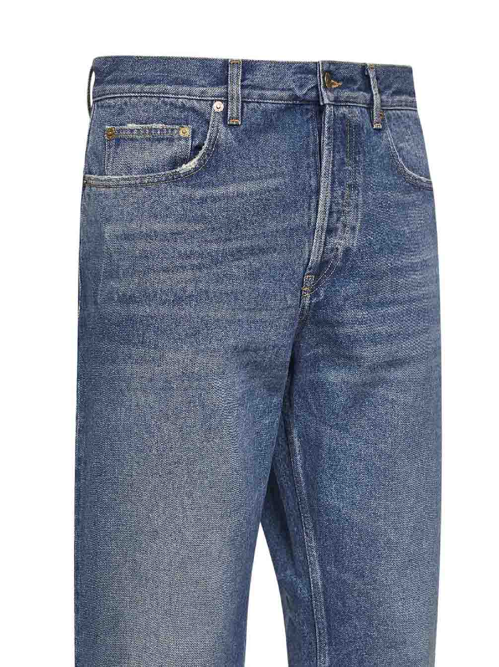 Golden Goose Men Blue Denim Medium-Wash Loose-Fit Jeans GOLDEN GOOSE