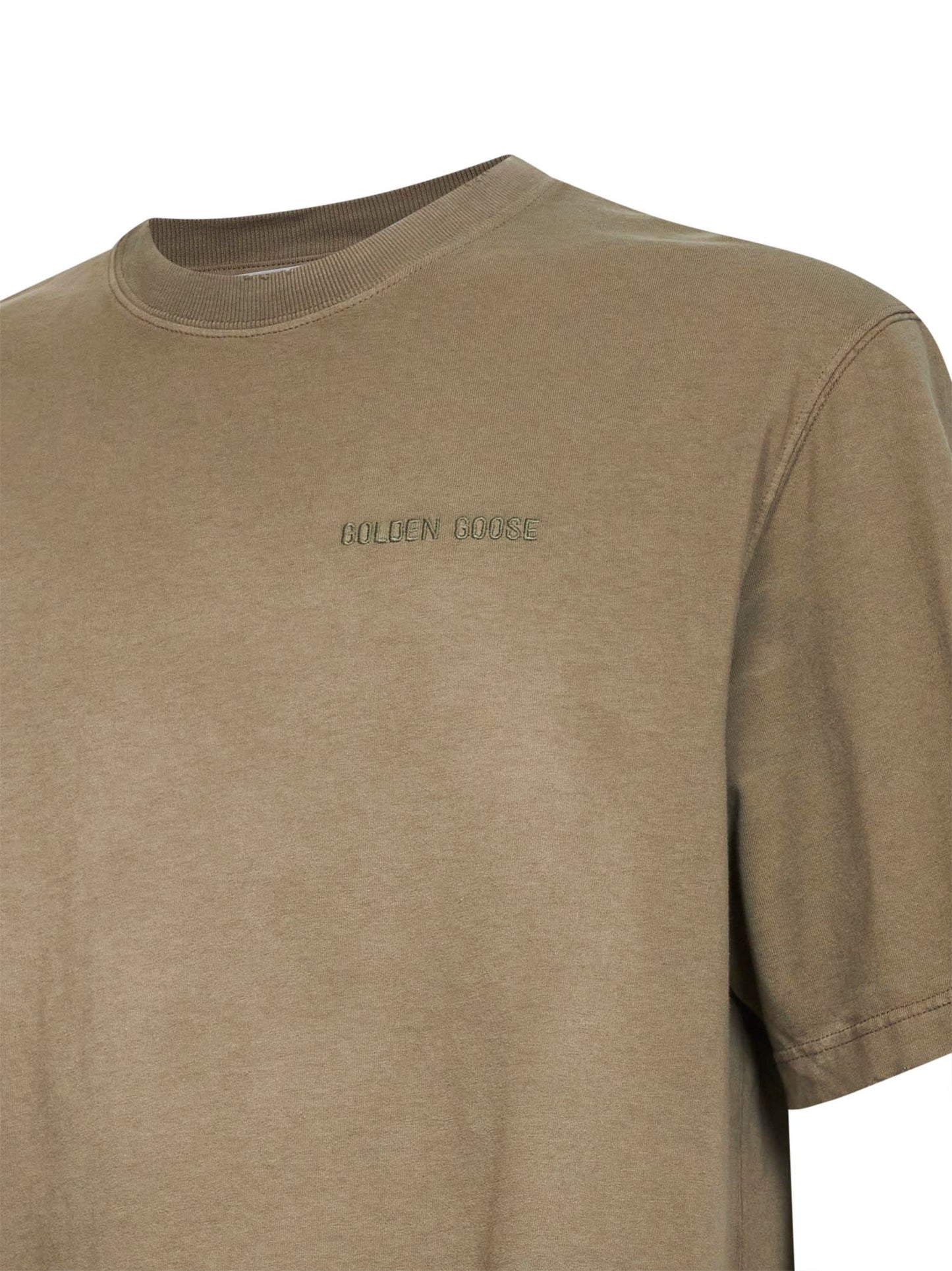 Golden Goose Men Beige Bleached Cotton Jersey Journey T-Shirt GOLDEN GOOSE