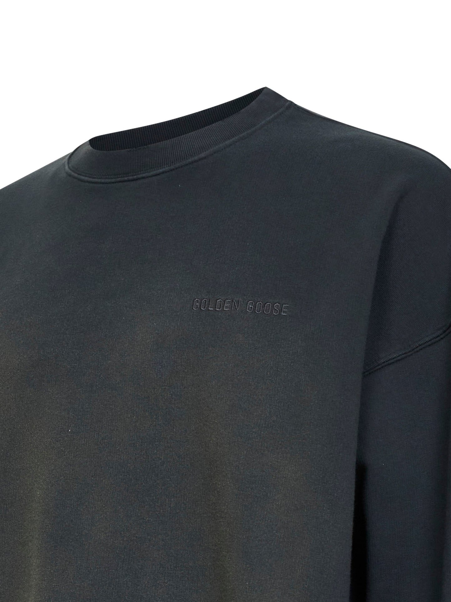 Golden Goose Men Black Bleached Cotton Journey Sweatshirt GOLDEN GOOSE