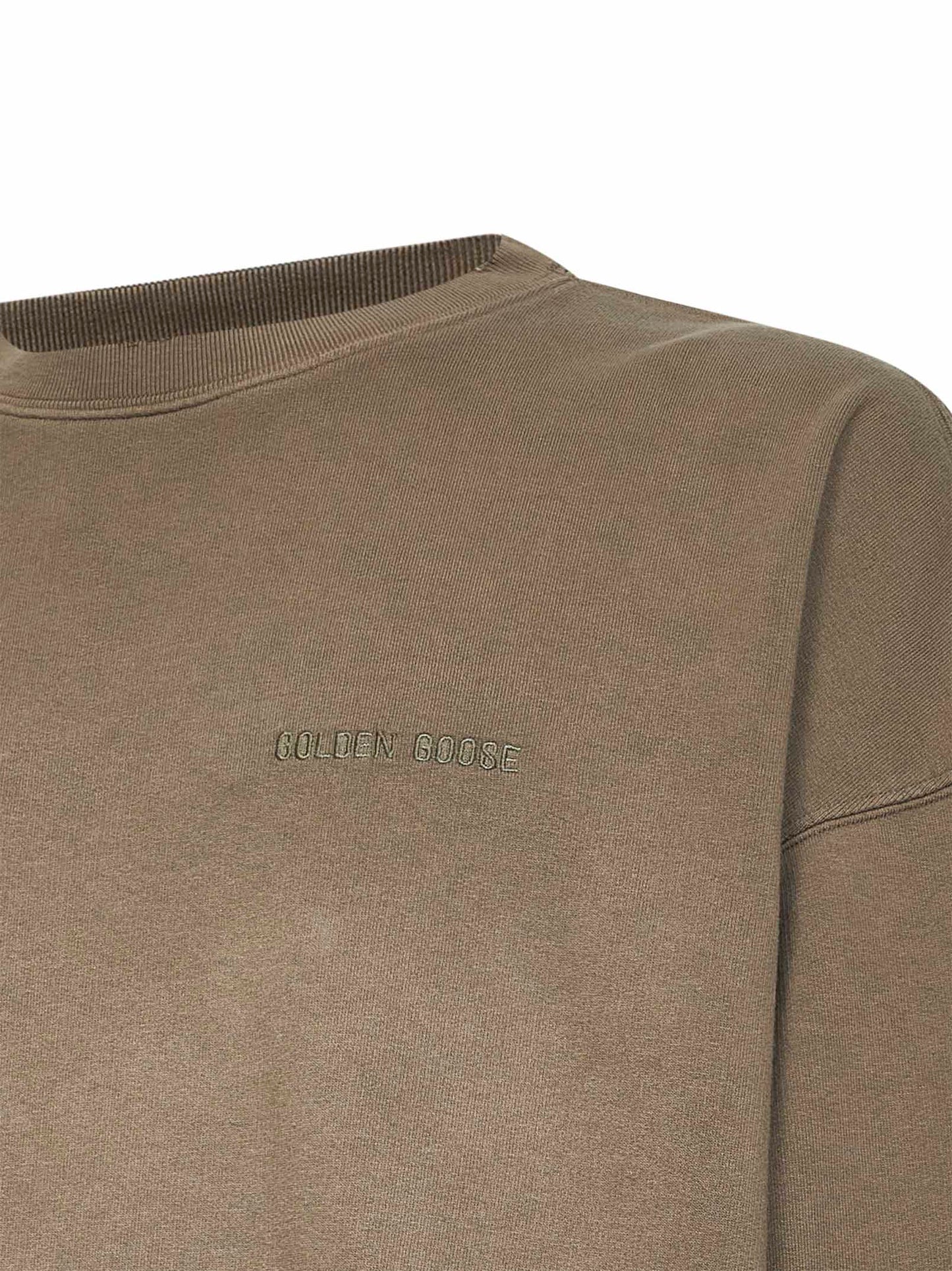 Golden Goose Men Beige Bleached-Effect Cotton Embroidered Sweatshirt GOLDEN GOOSE